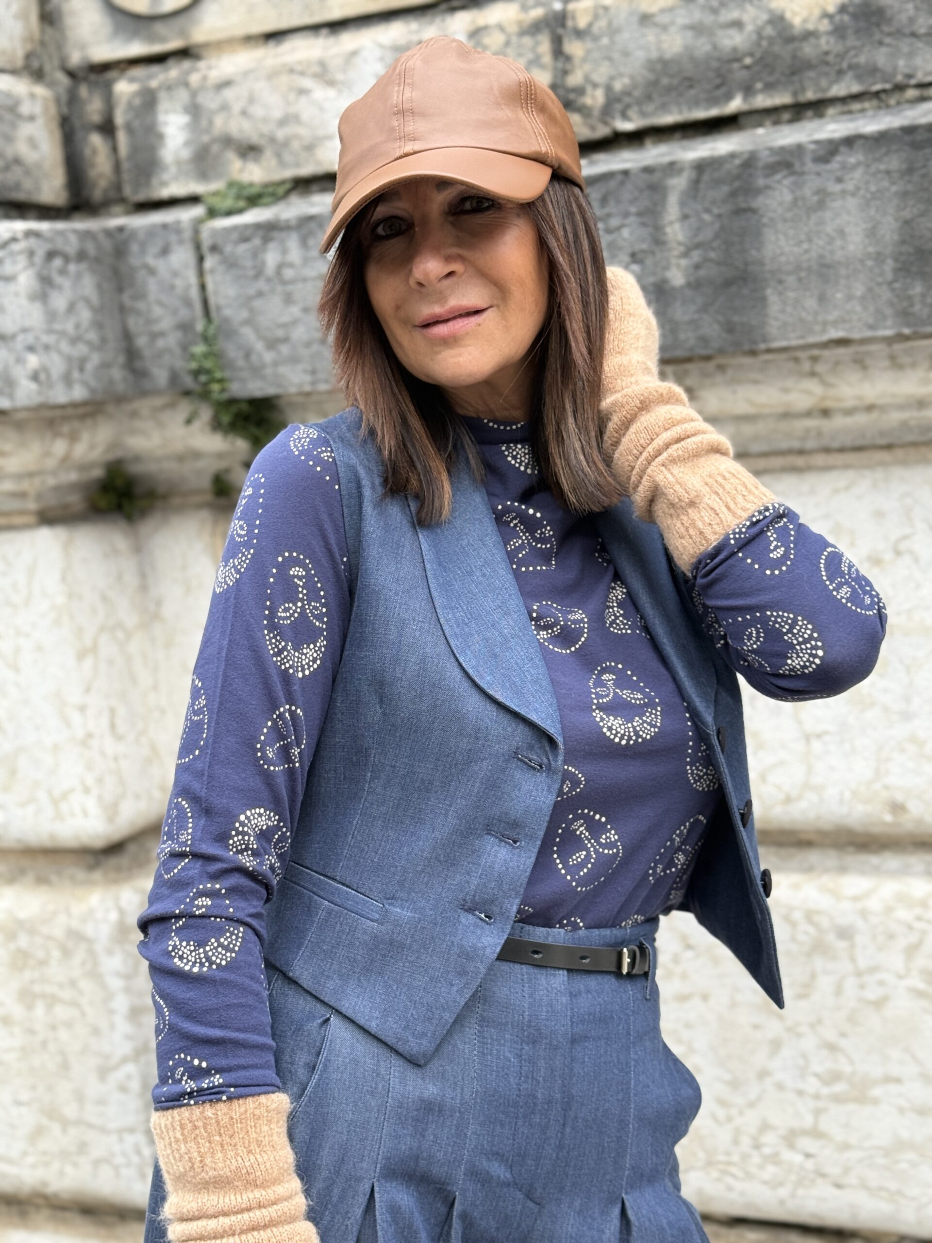 gilet top bleu motif nicethings imperial