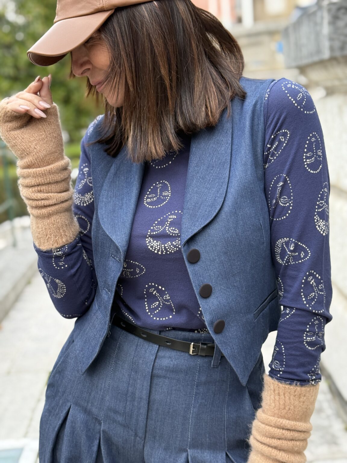 gilet top bleu motif nicethings imperial6