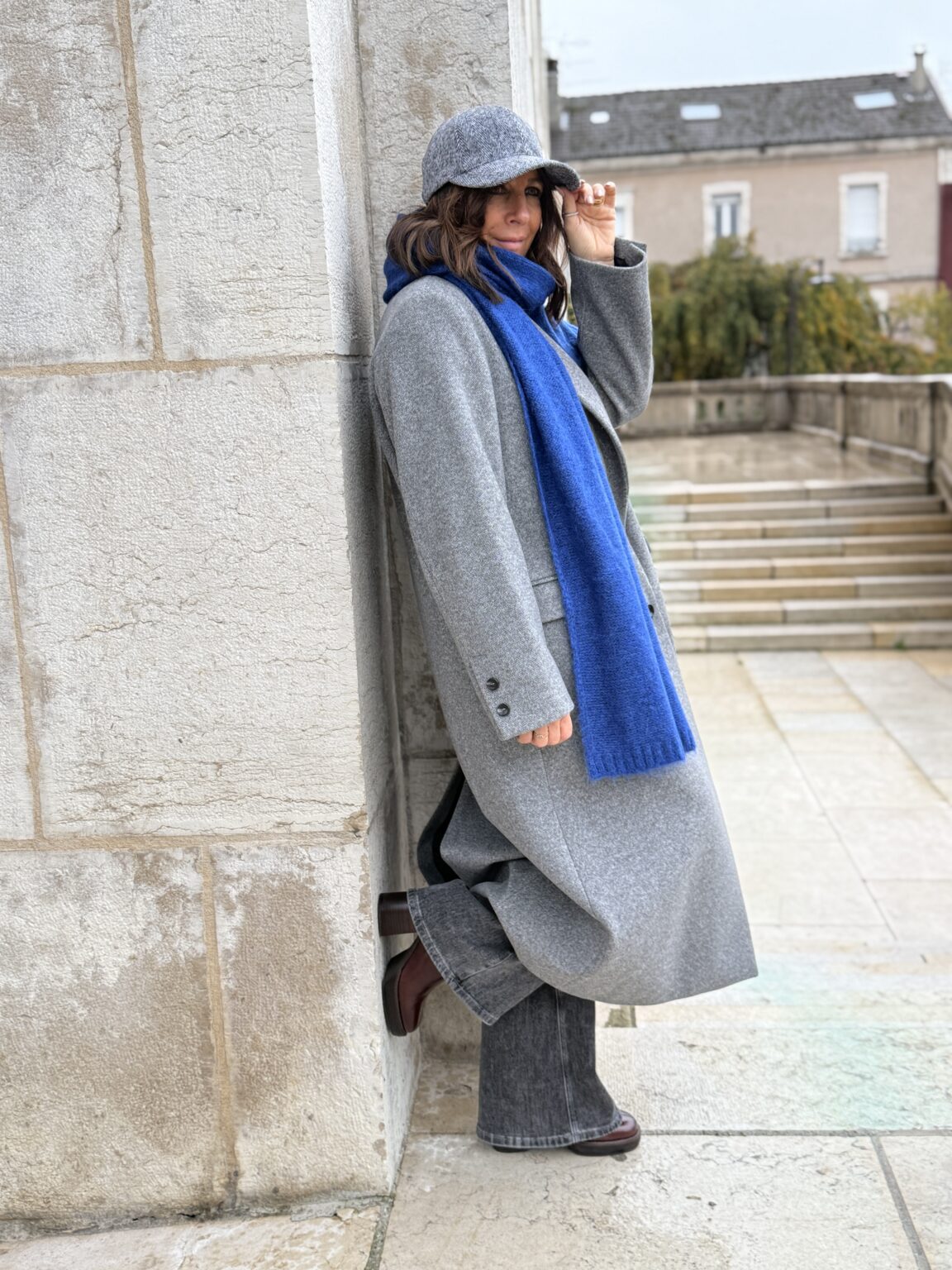 manteau echarpe bleu gris souvenir