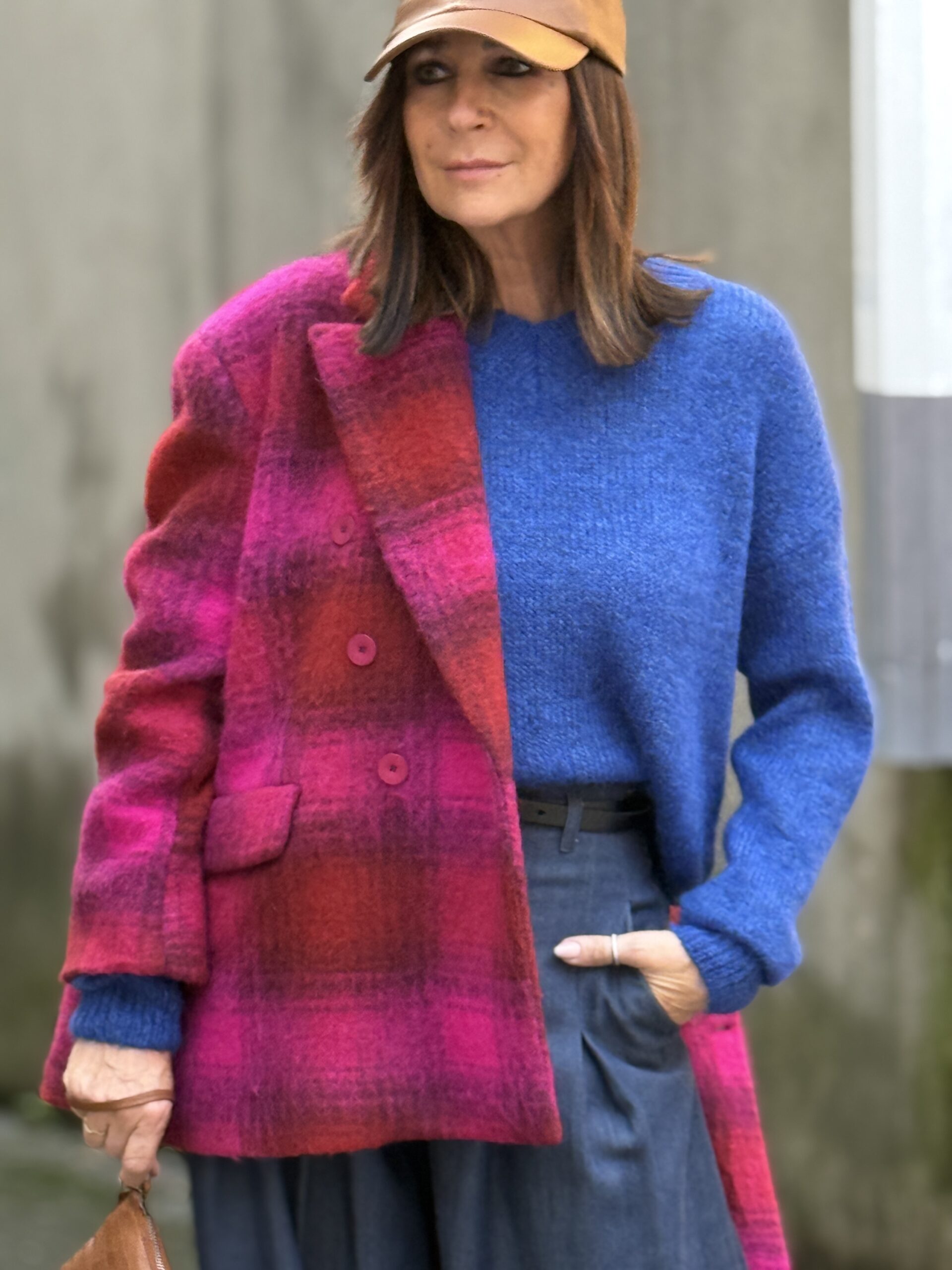 manteau pull fuschia bleu dixie grâce&mila
