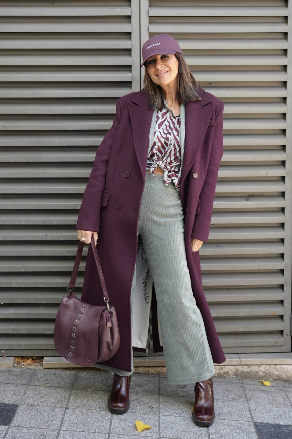 manteau long bordeaux