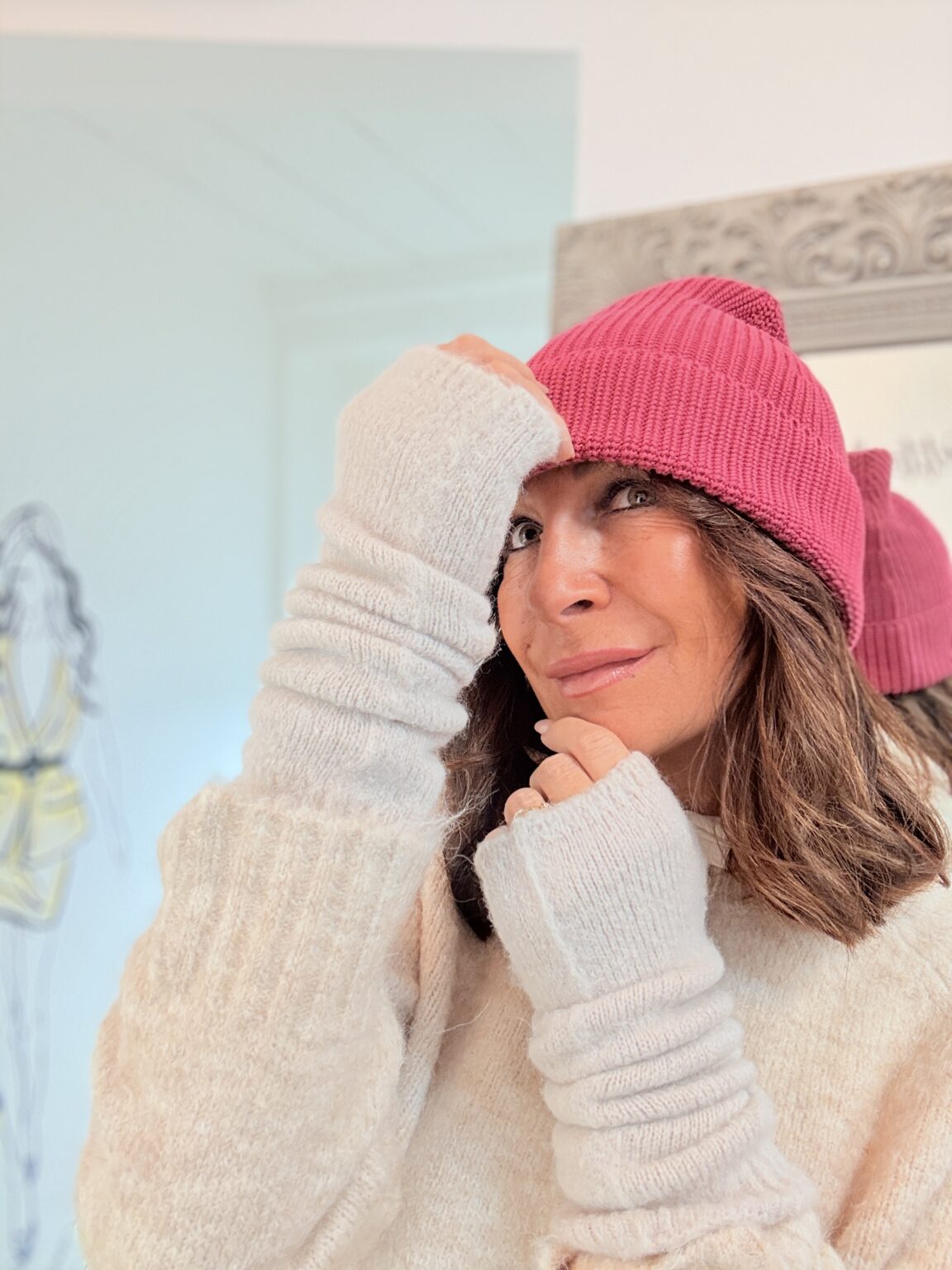 mitaines longues en baby alpaga beige