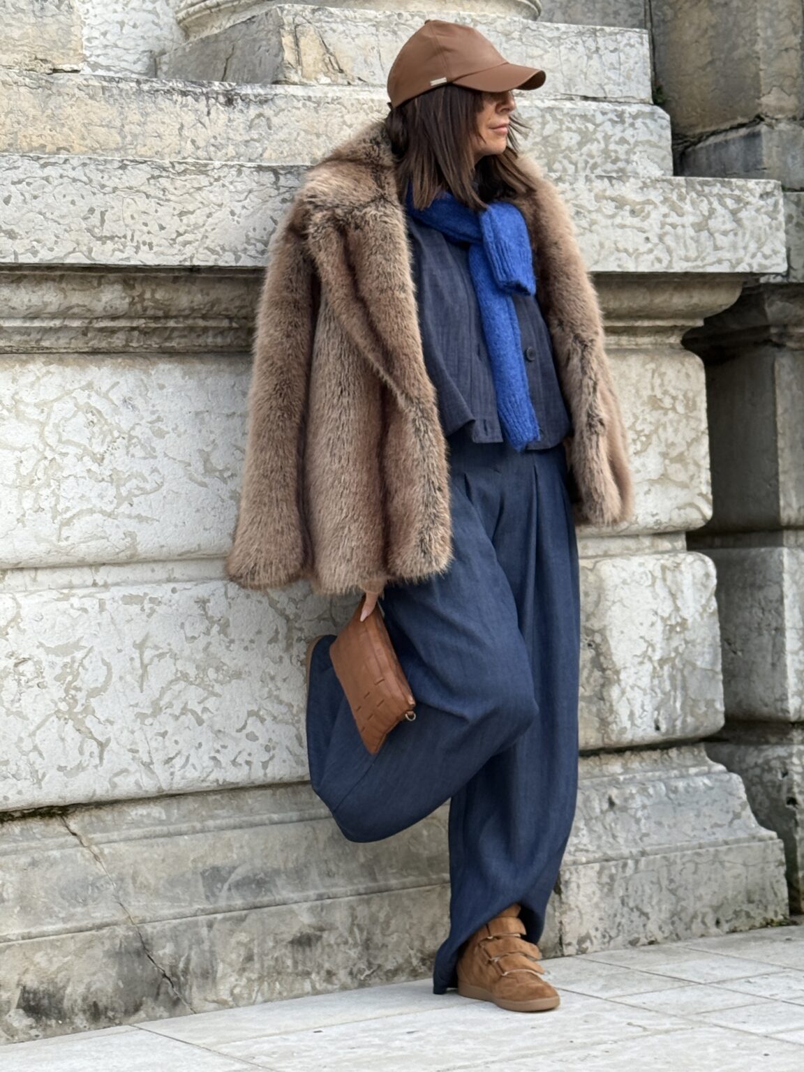 pantalon bomber fourrure marron bleu dixie imperial