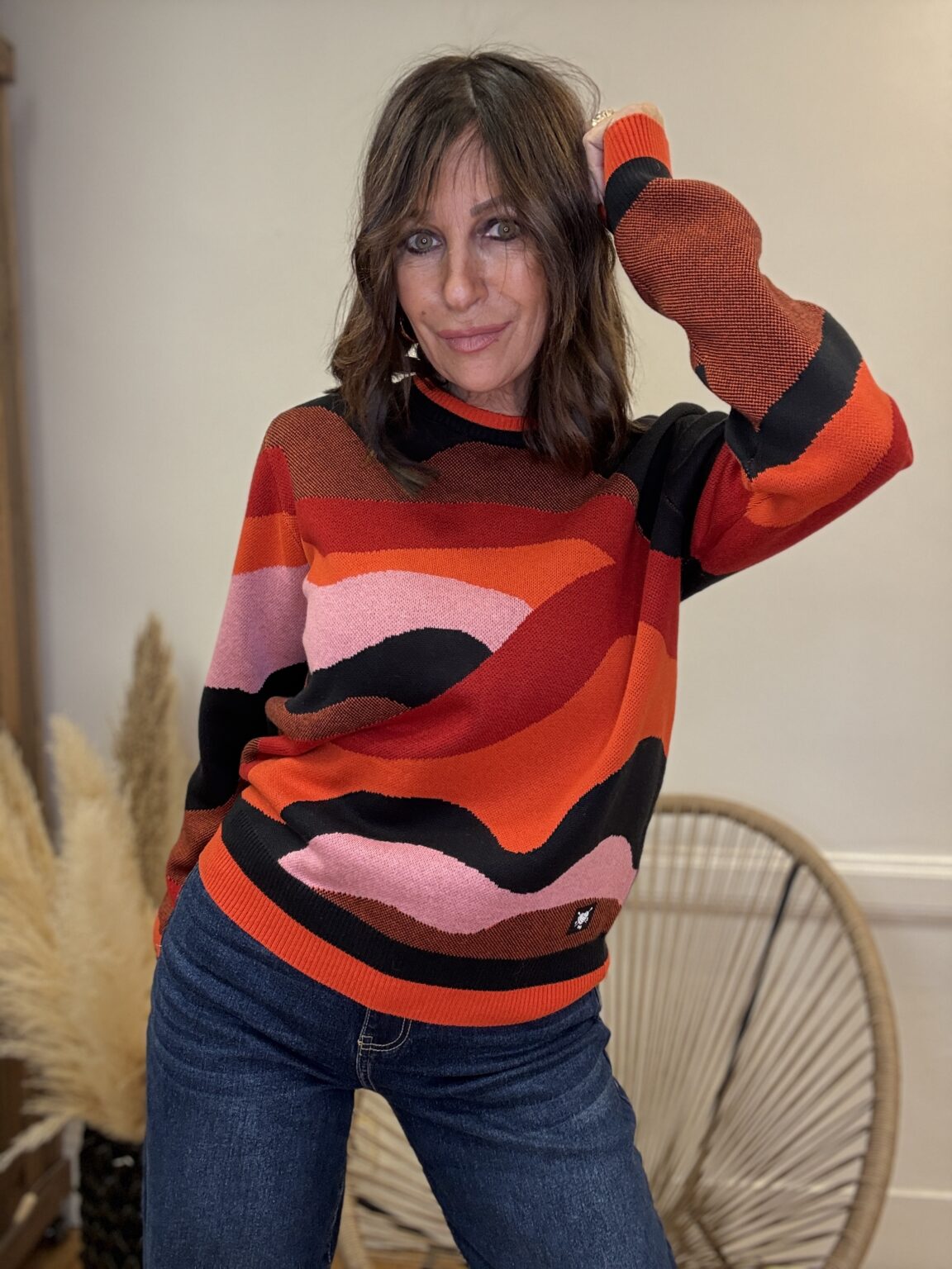 pull multicolore graphique