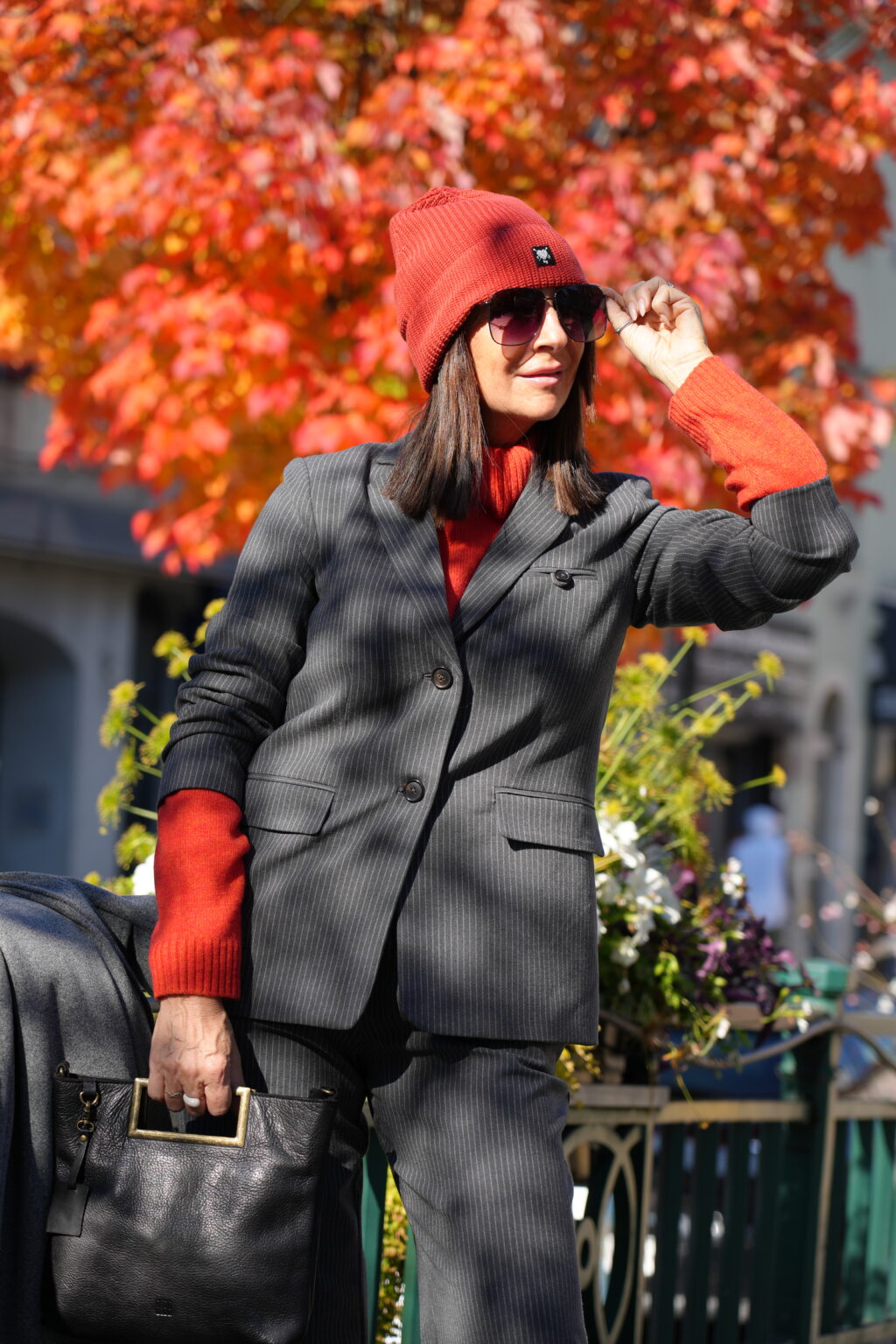 veste blazer à rayures fines gris anthracite