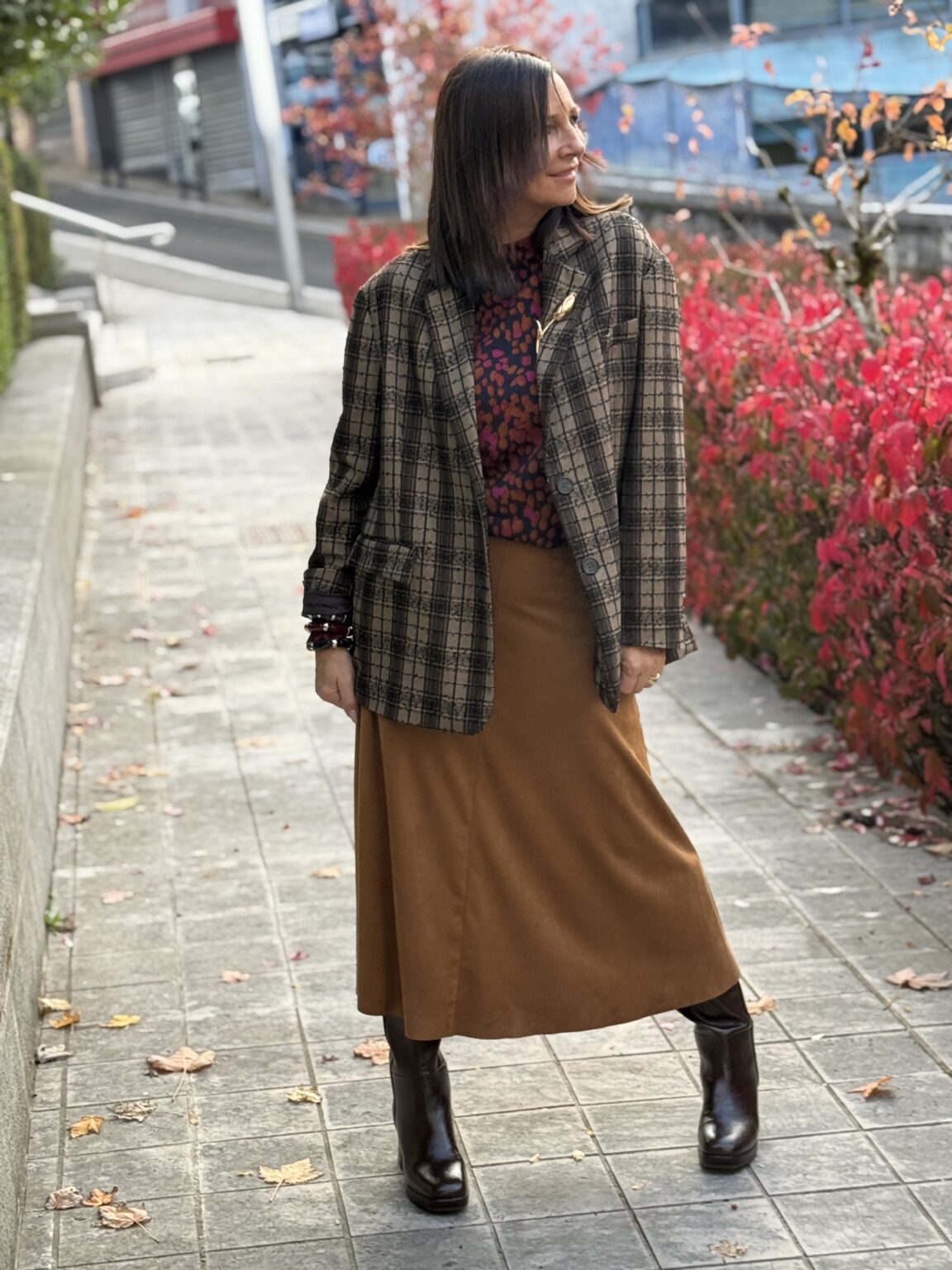 veste jupe marron carreaux dixie10