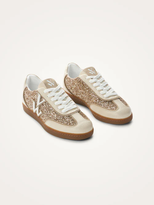 baskets paillettes or et argent