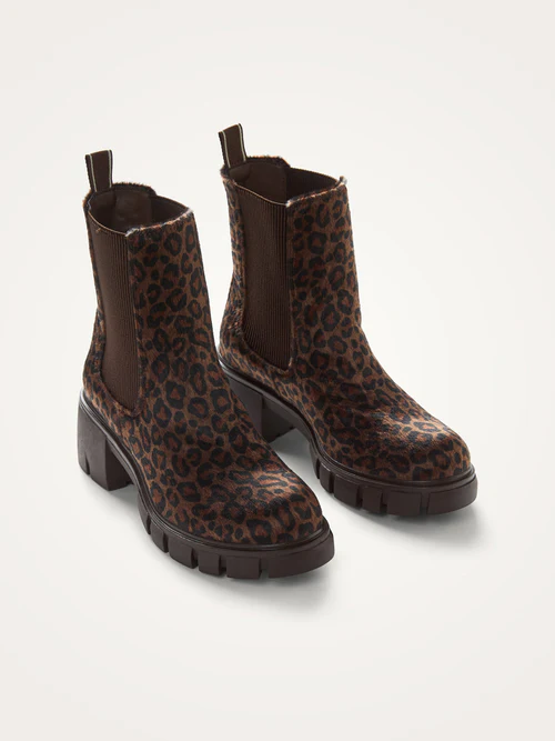 bottines chelsea à semelle épaisse imprimé léopard