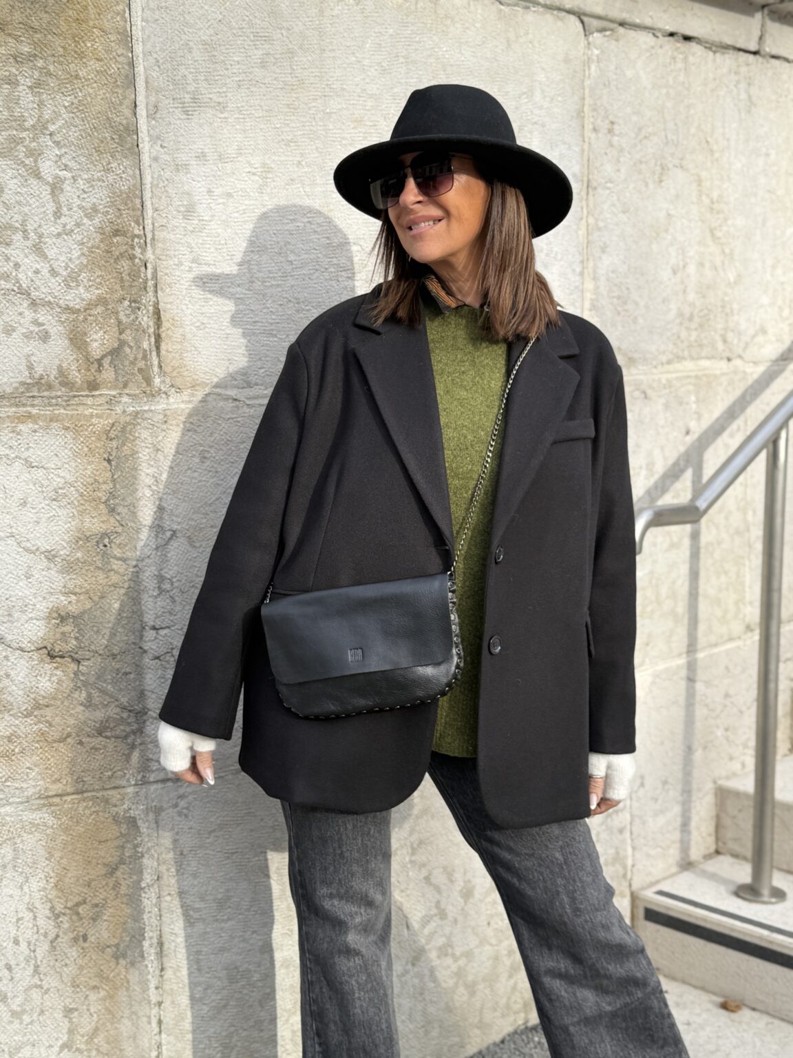 manteau mi long oversize noir