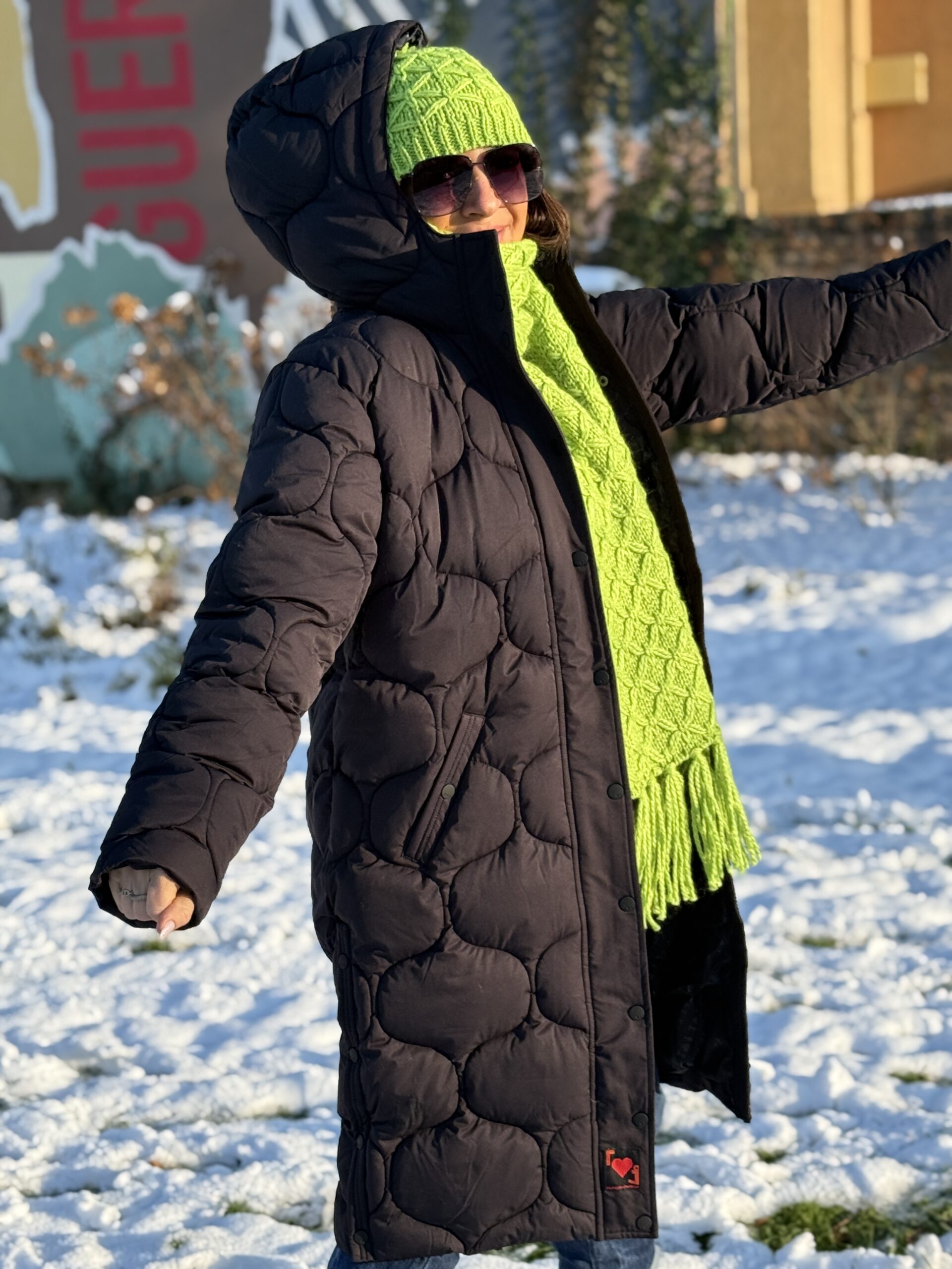 doudoune longue matelassée à capuche noir