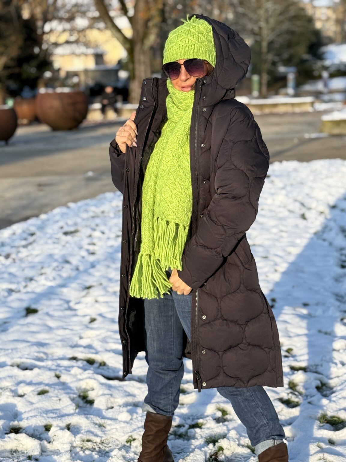 doudoune longue matelassée à capuche noir