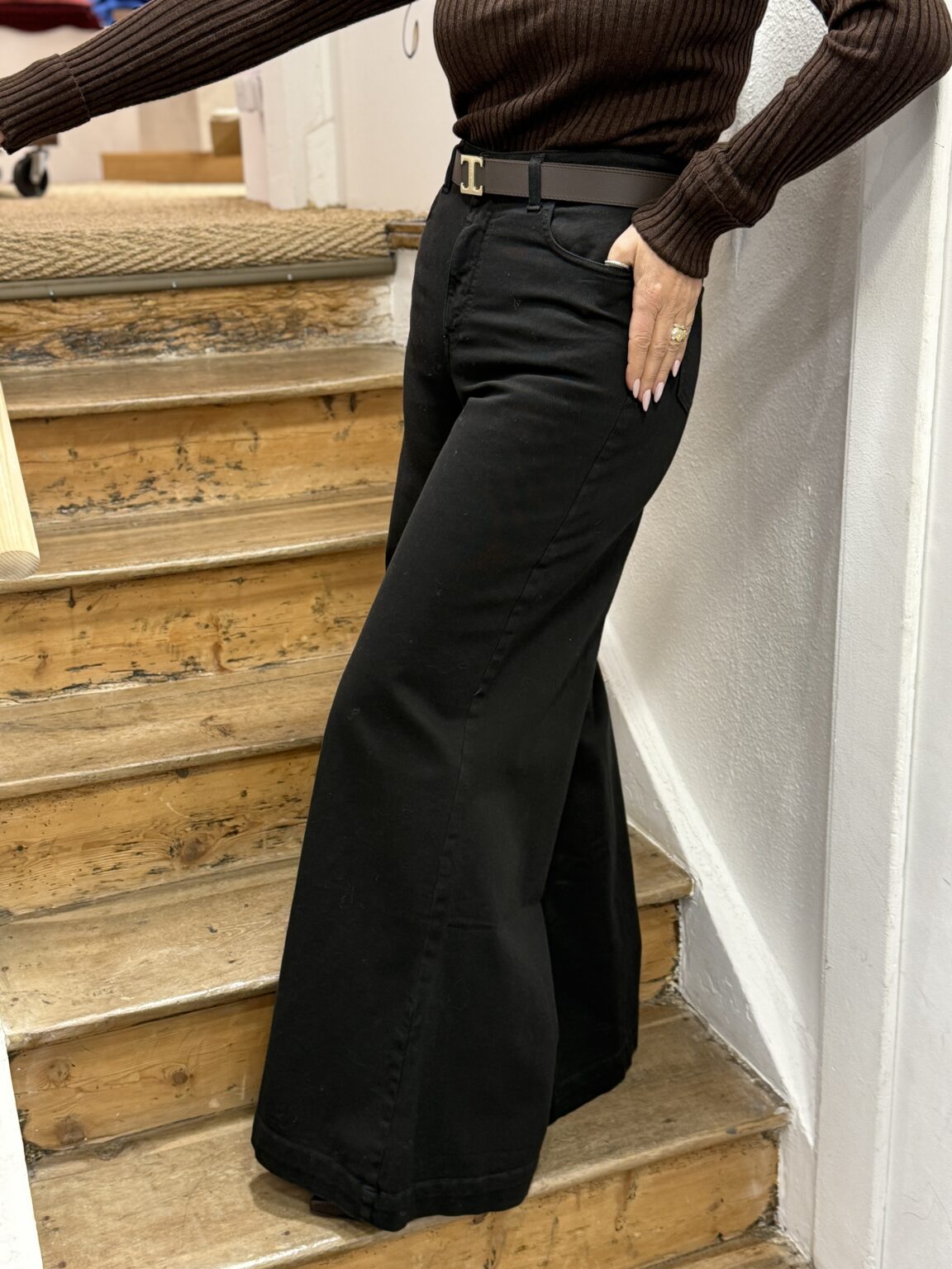 jean's large taille haute noir