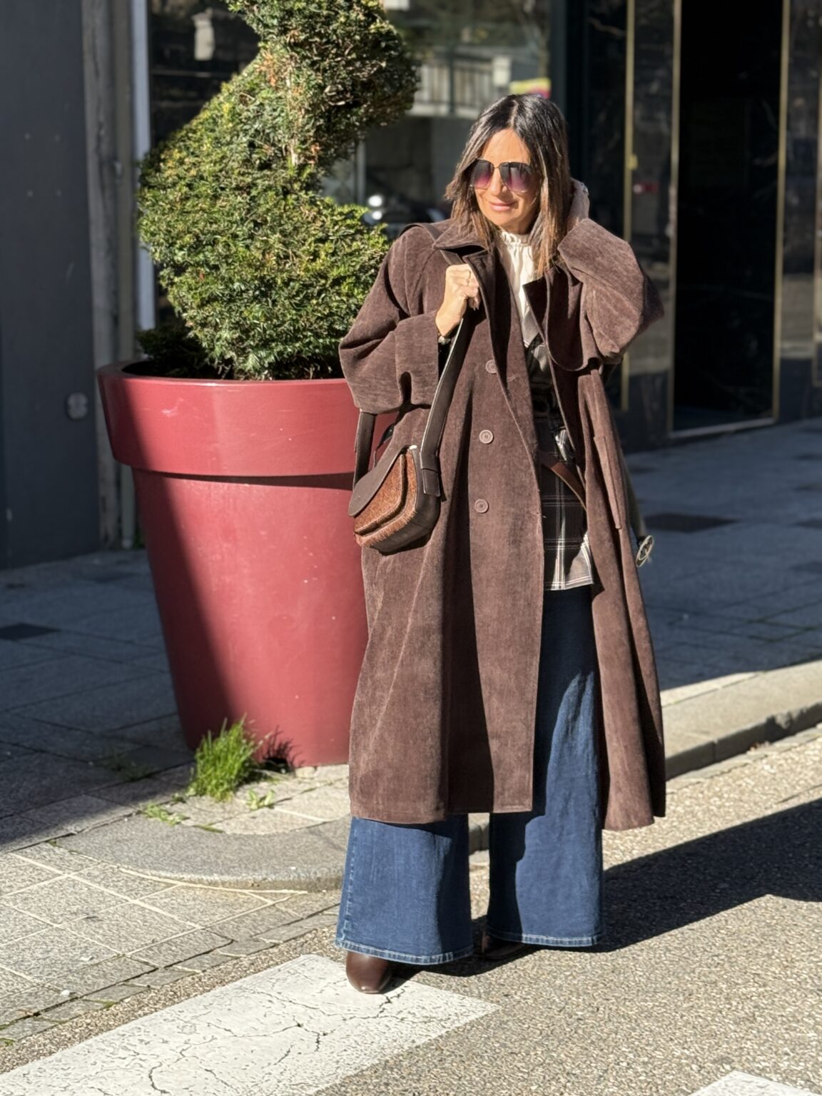 manteau long chocolat