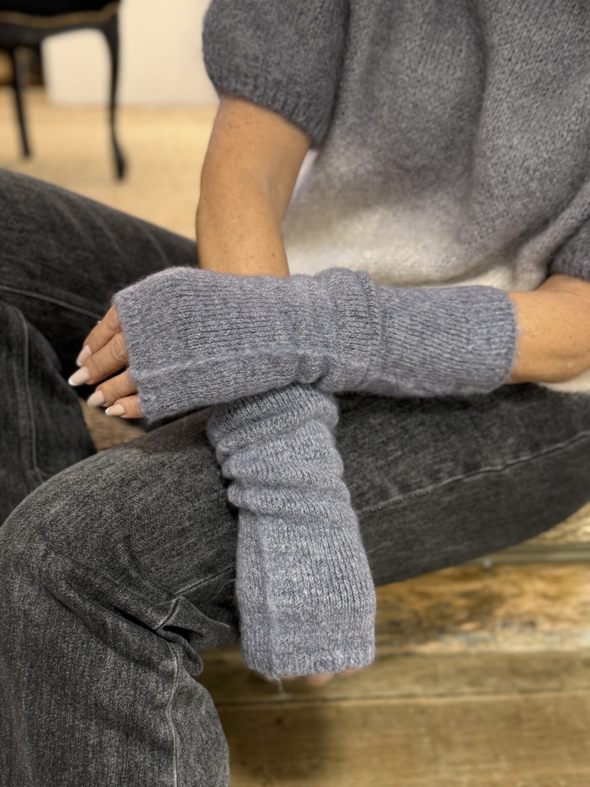 mitaines longues en baby alpaga gr