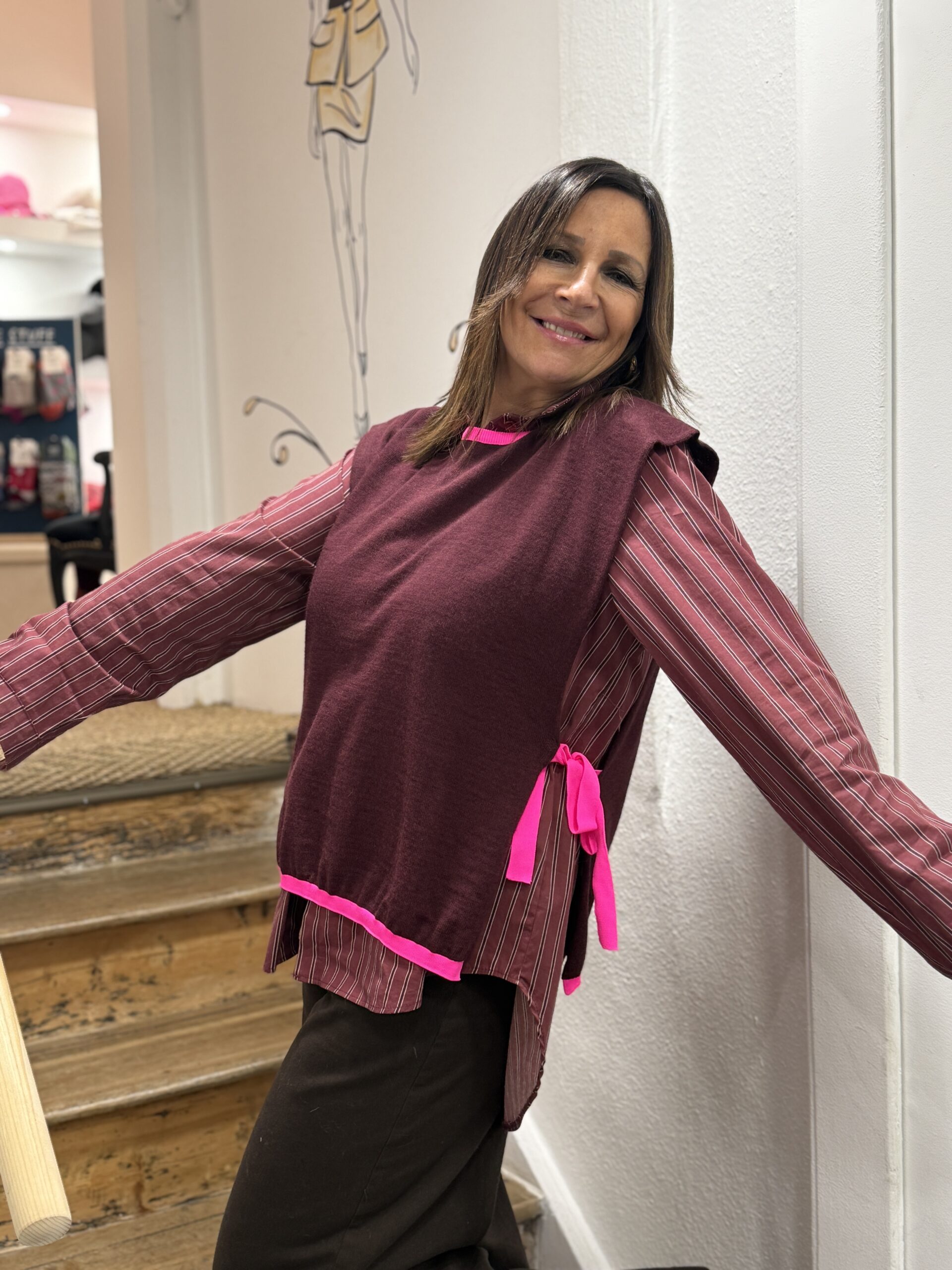 top bordeaux sans manches avec lien fluorescent