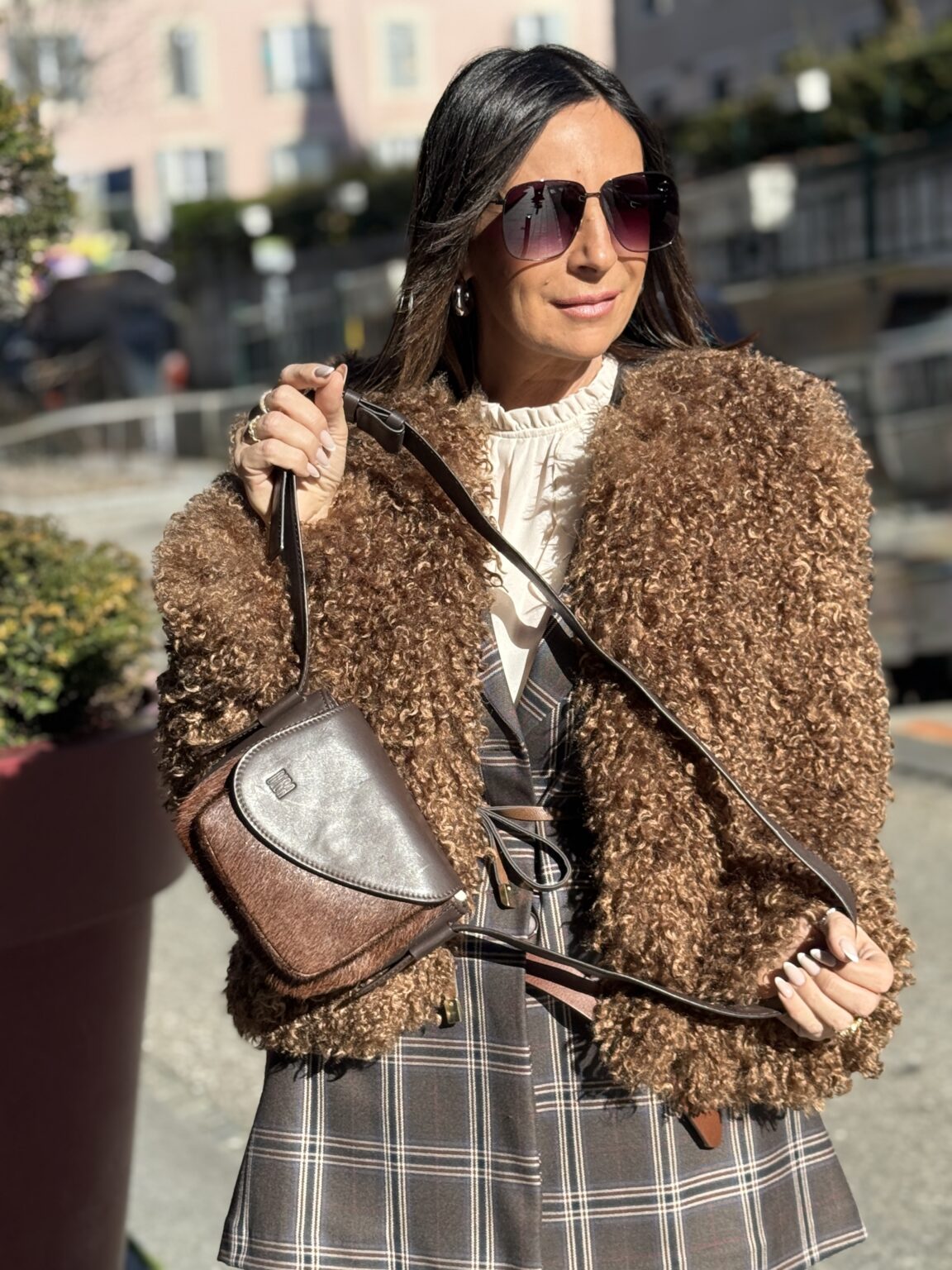 sac bandoulière en cuir marron