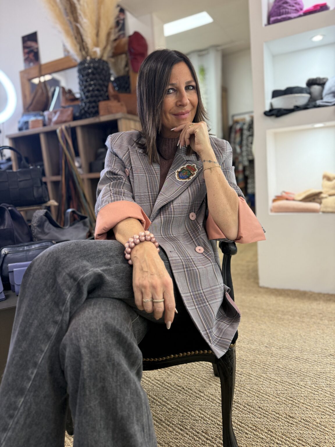 veste blazer à motif prince de galles