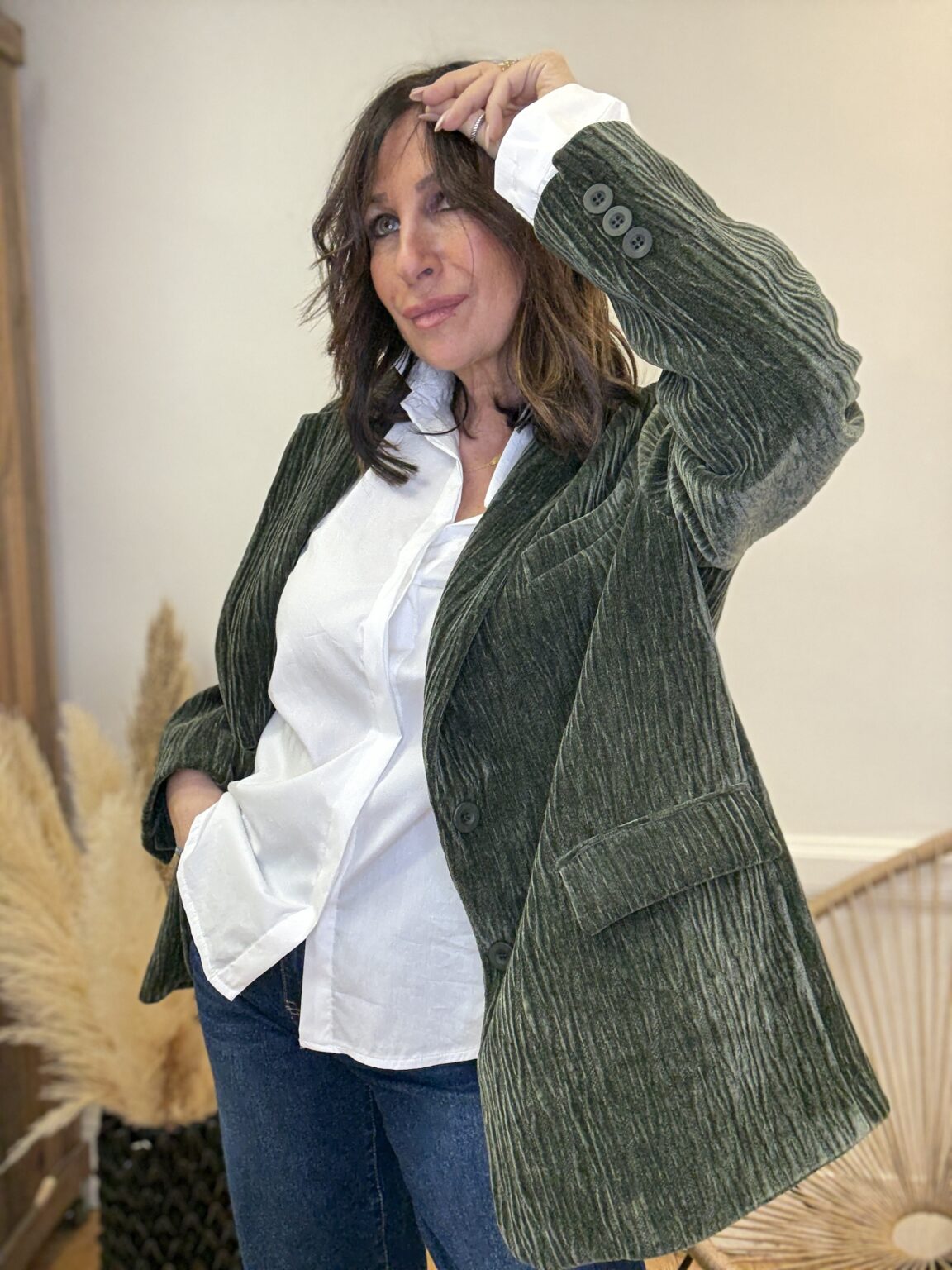 veste blazer velours kaki dixie