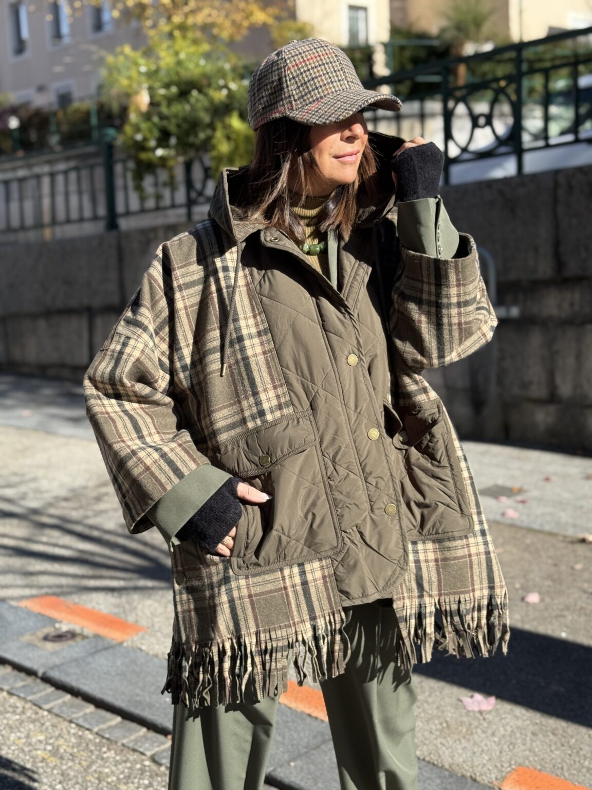 veste oversize carreaux kaki 262002 bsb2