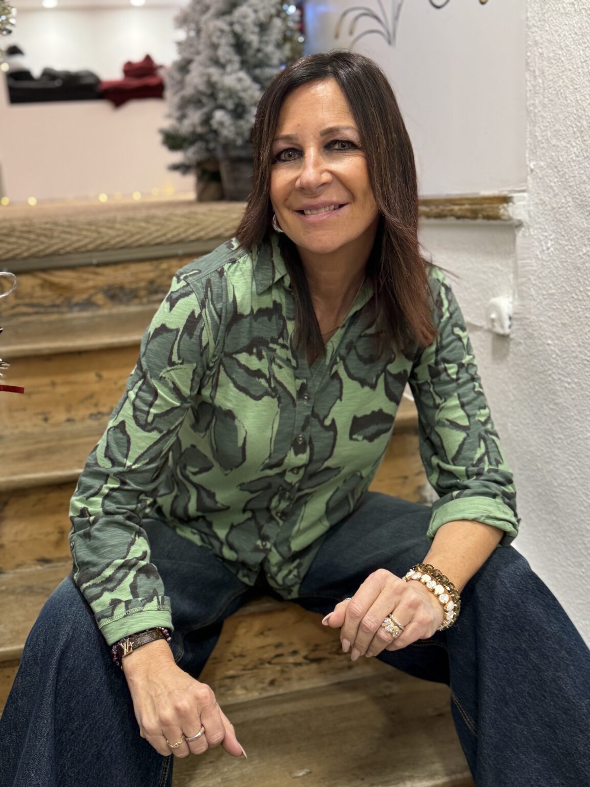 body/top drapé vert manches longues