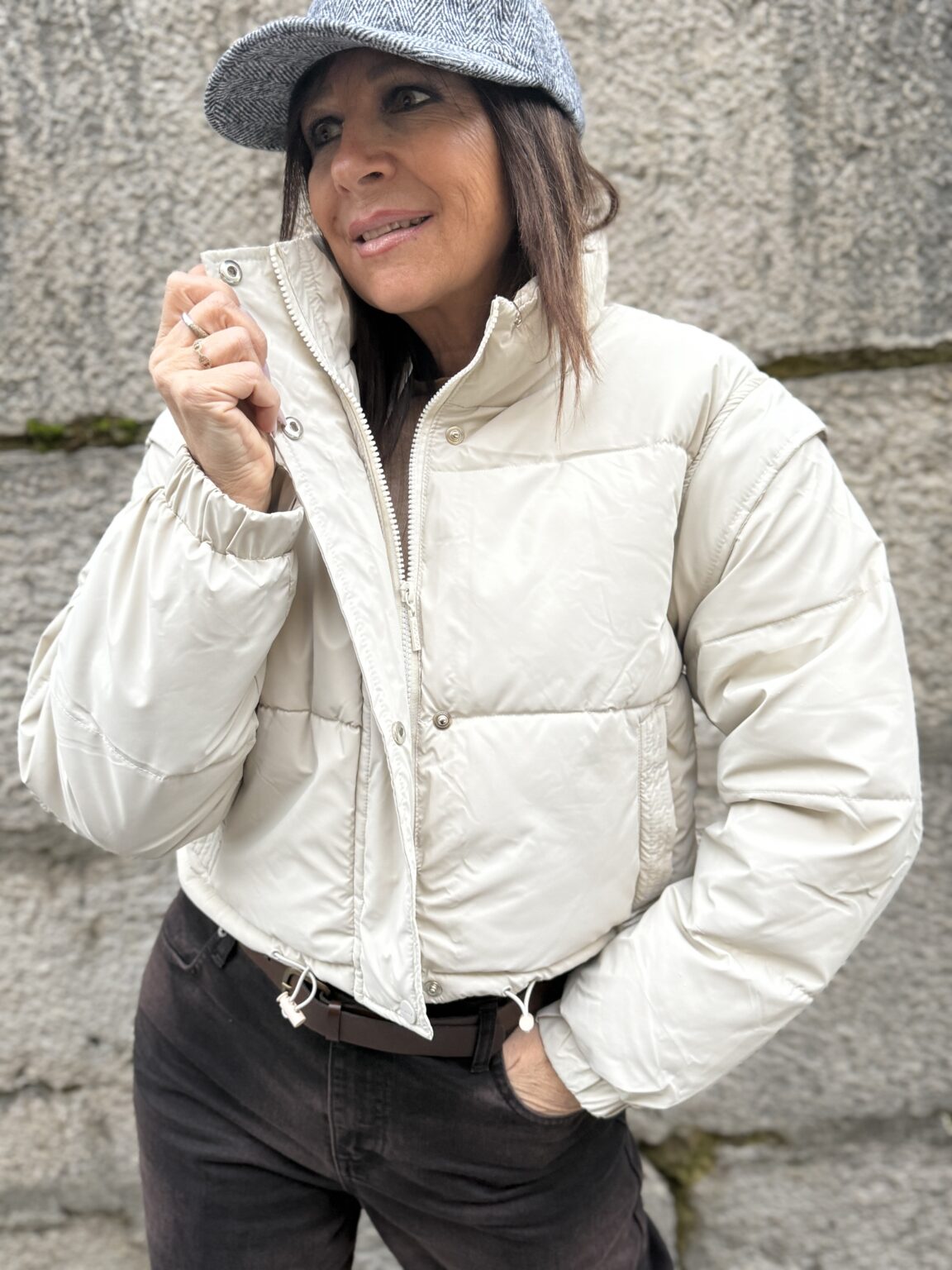 doudoune courte avec manche amovible ivoire