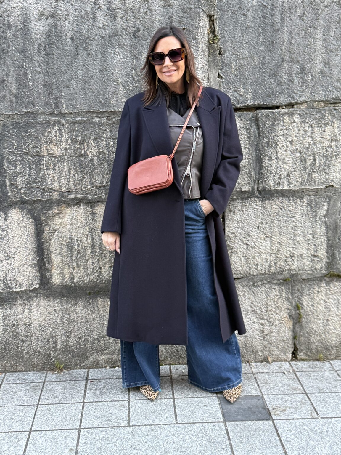 manteau long oversize gris marine