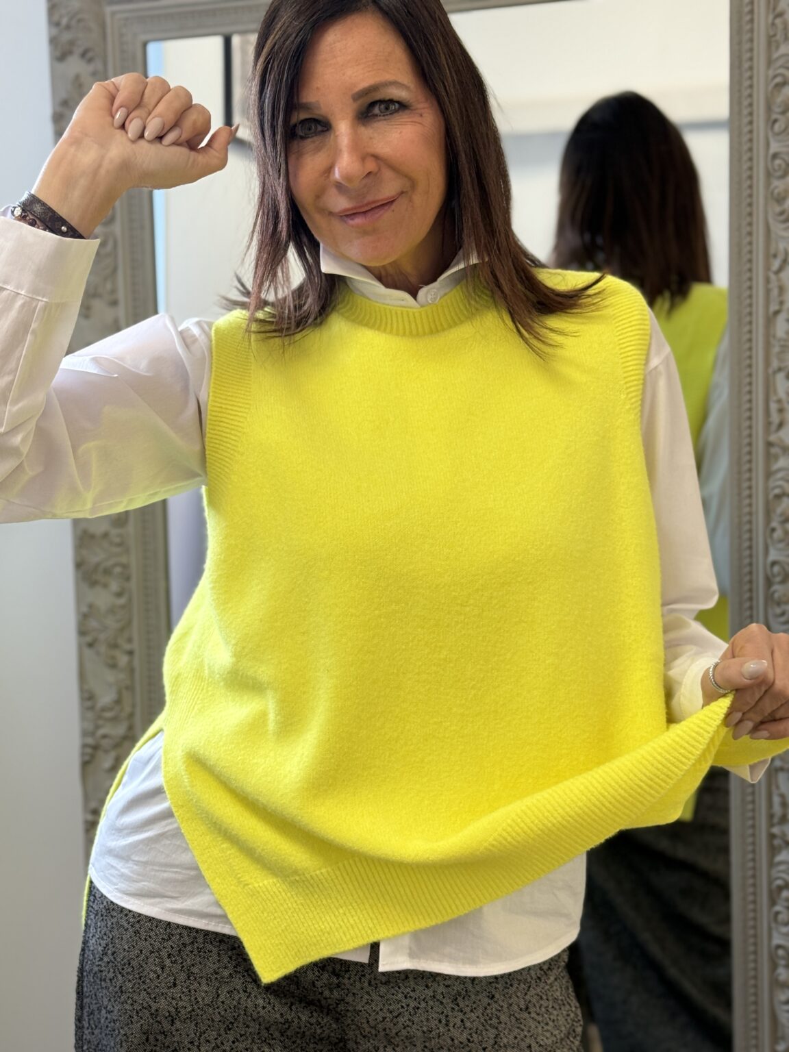 pull sans manches en maille bleu