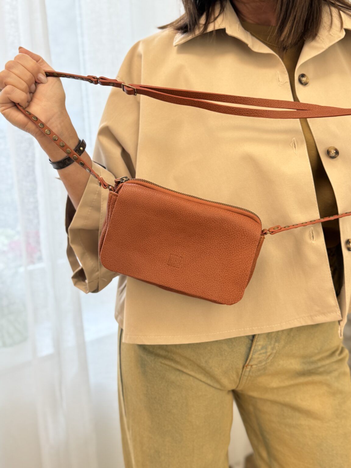 sac bandoulière en cuir terracota