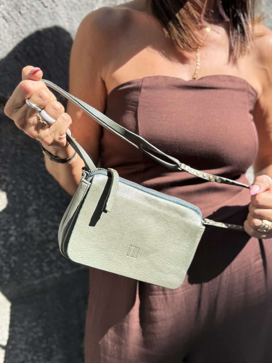sac bandoulière en cuir vert