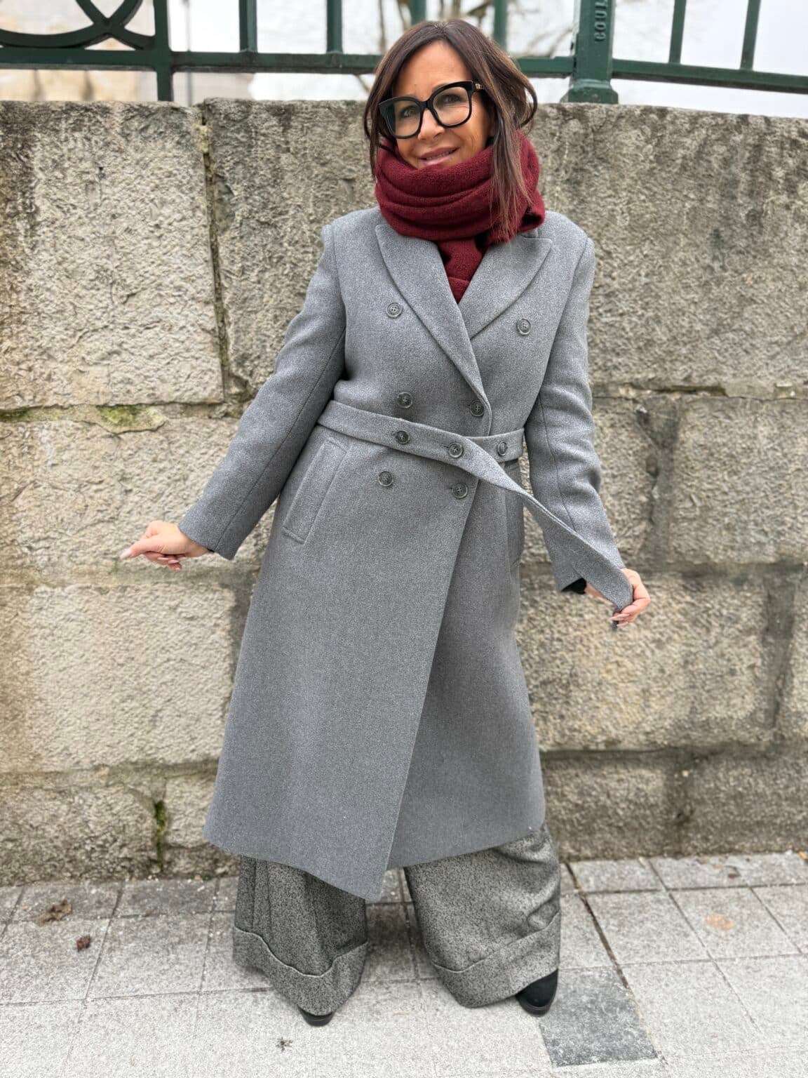 manteau ceinturé gris