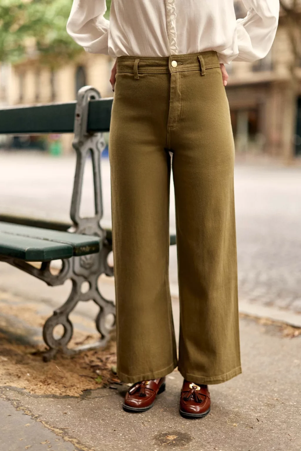 pantalon coupe droite kaki