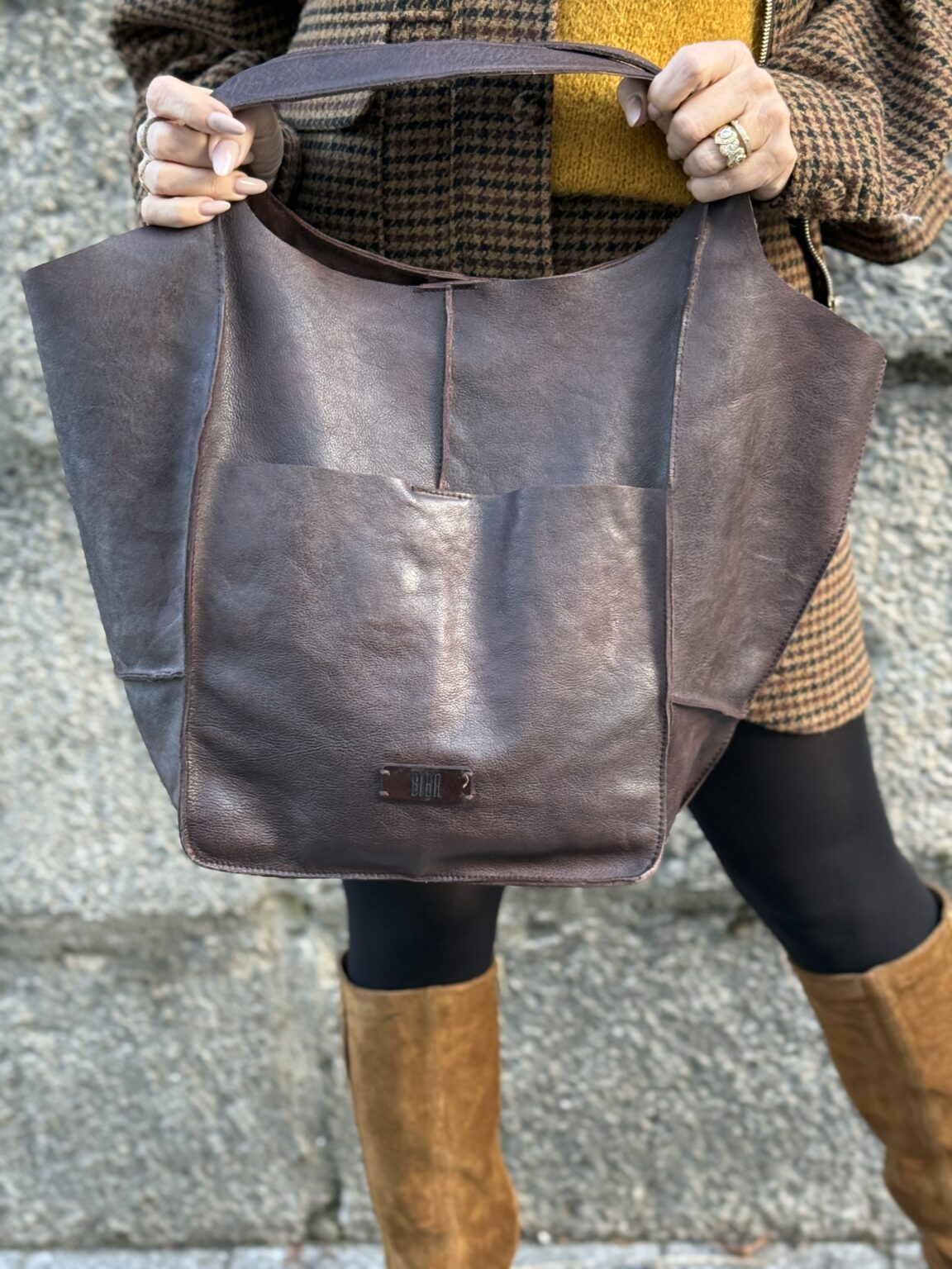 sac cabas en cuir marron
