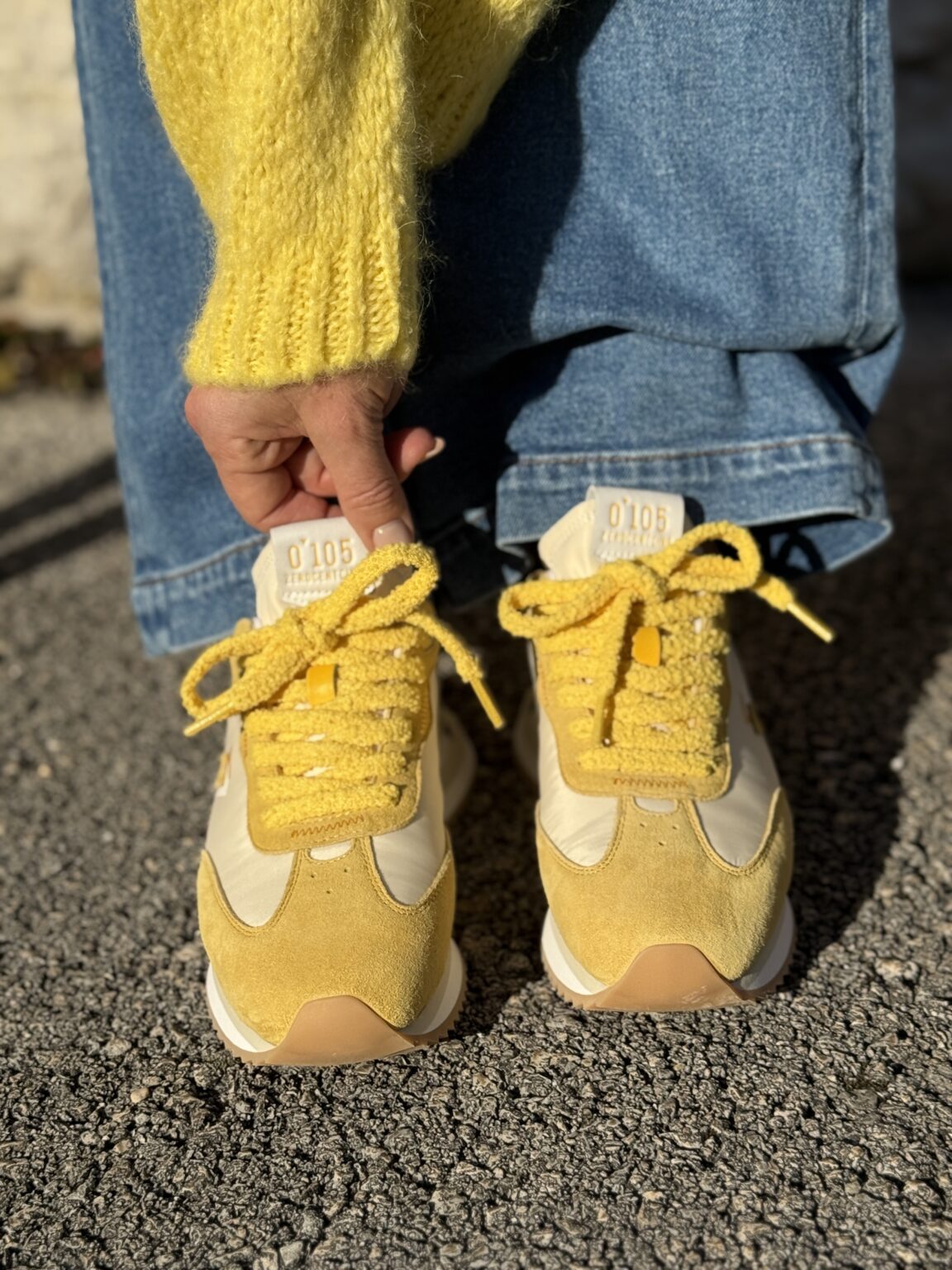 baskets à lacets running jaune et blanche lenox butter 0.105