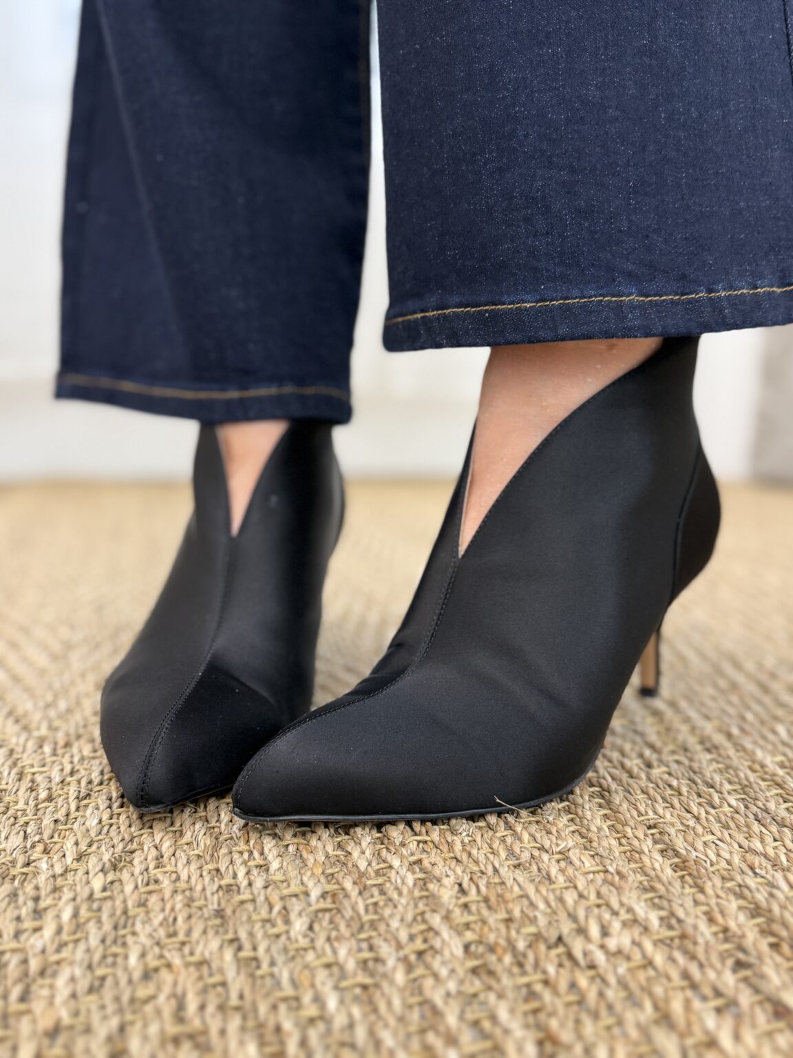 bottines 100% satin de soie noir valentine woden