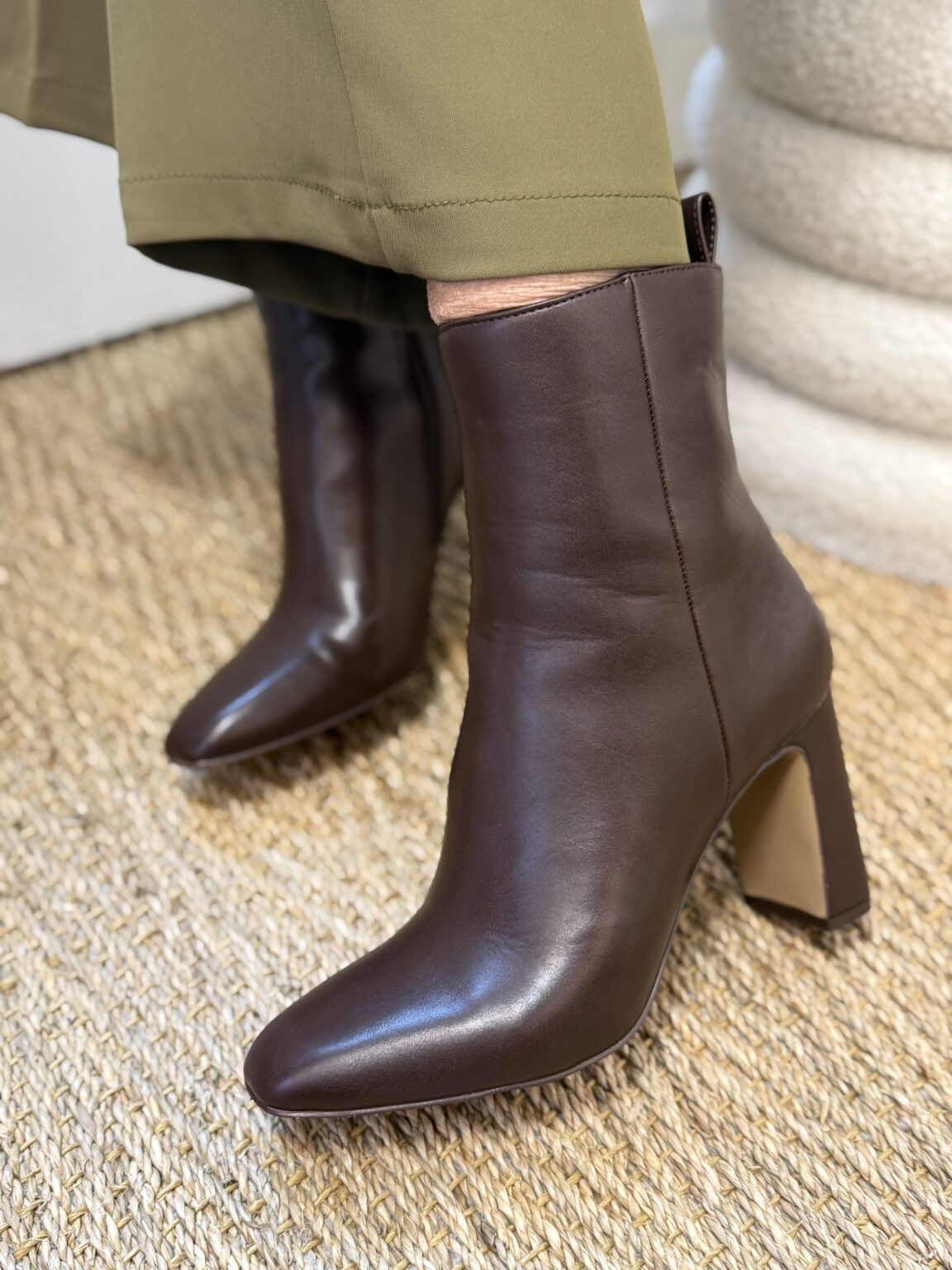 bottines en cuir marron