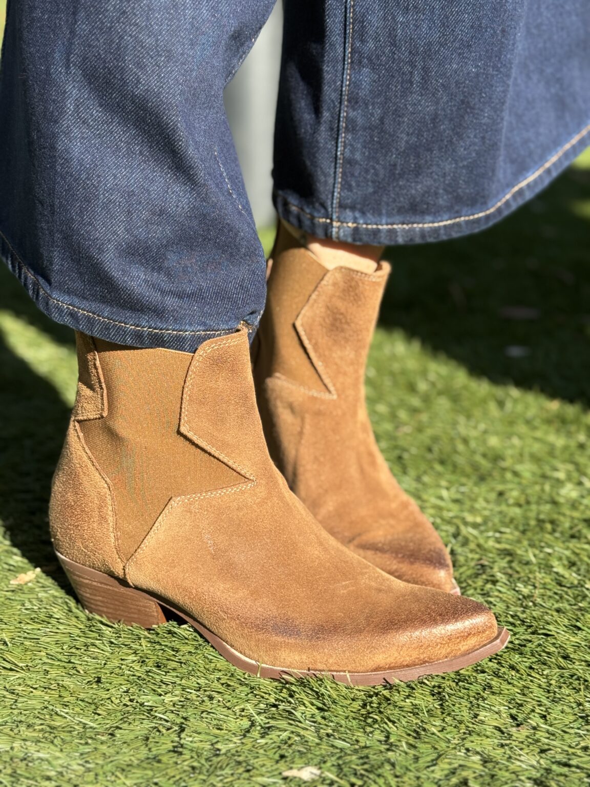 bottines werstern cuir suédé camel