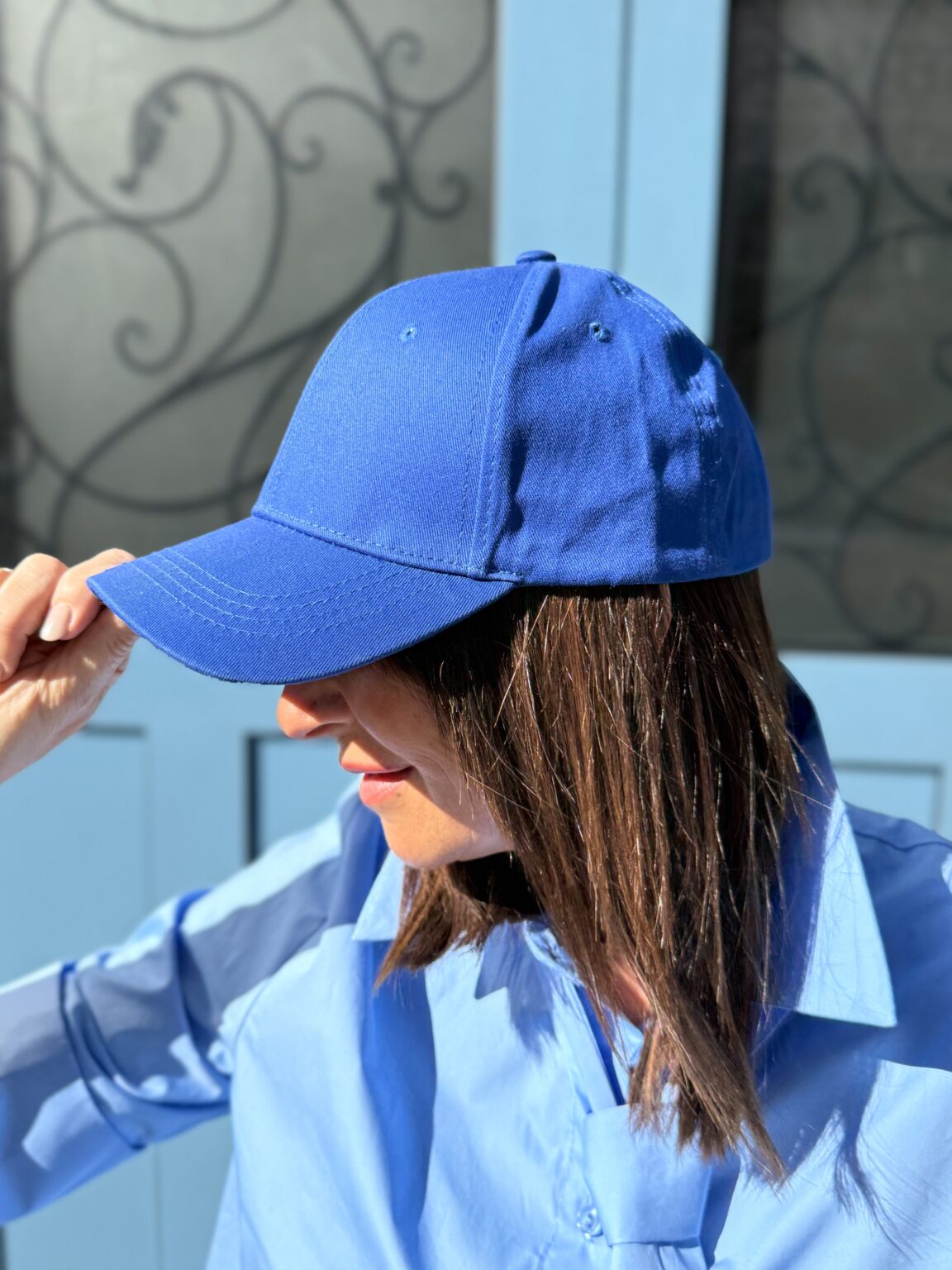 casquette coton bleu electrique