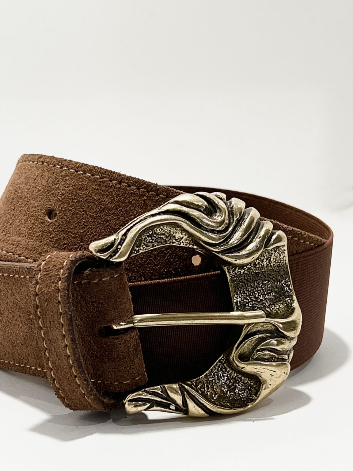 ceinture en cuir camel avec élastique philia loft