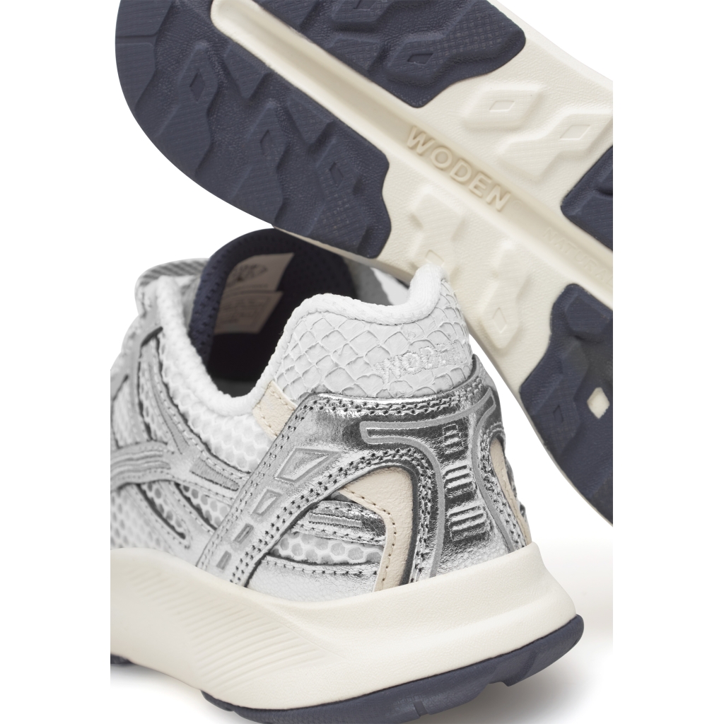 baskets à lacets freja metallic argent woden