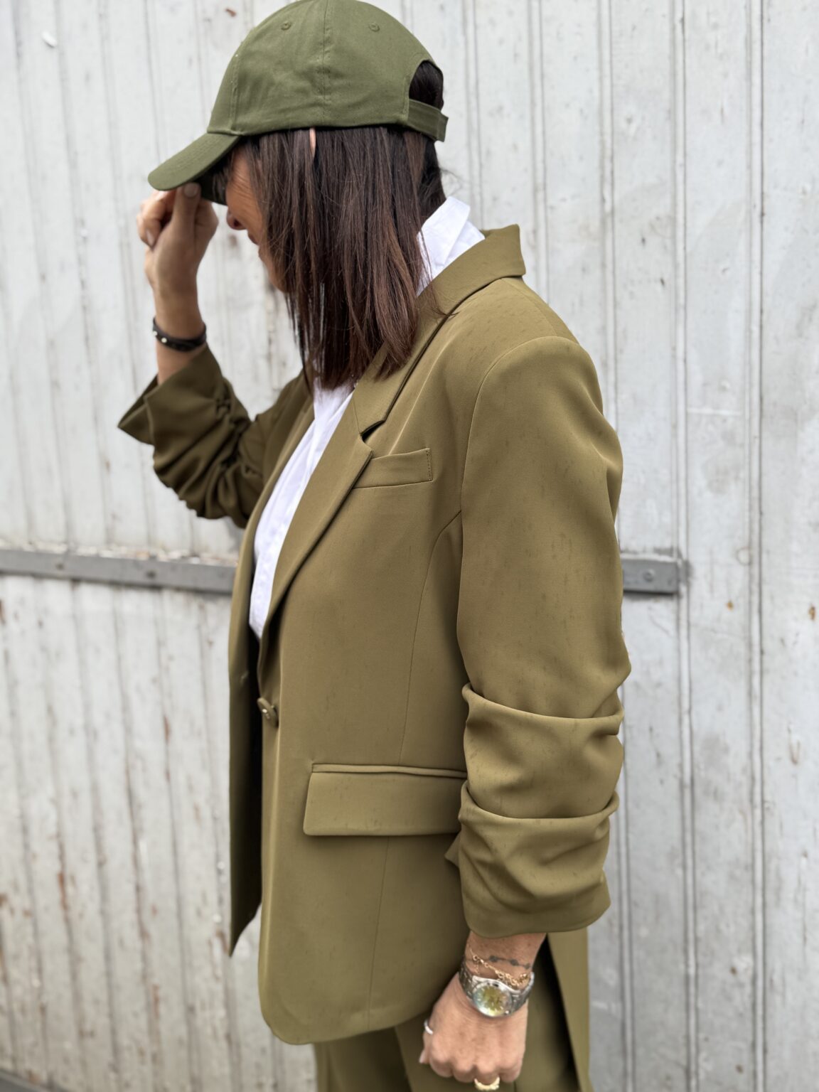 veste blazer droite kaki