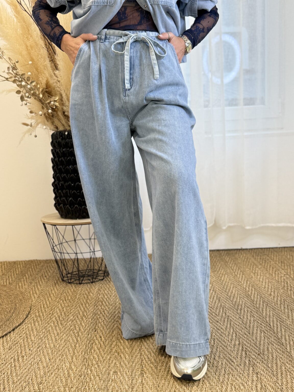 jean baggy fluide skyblue pompon