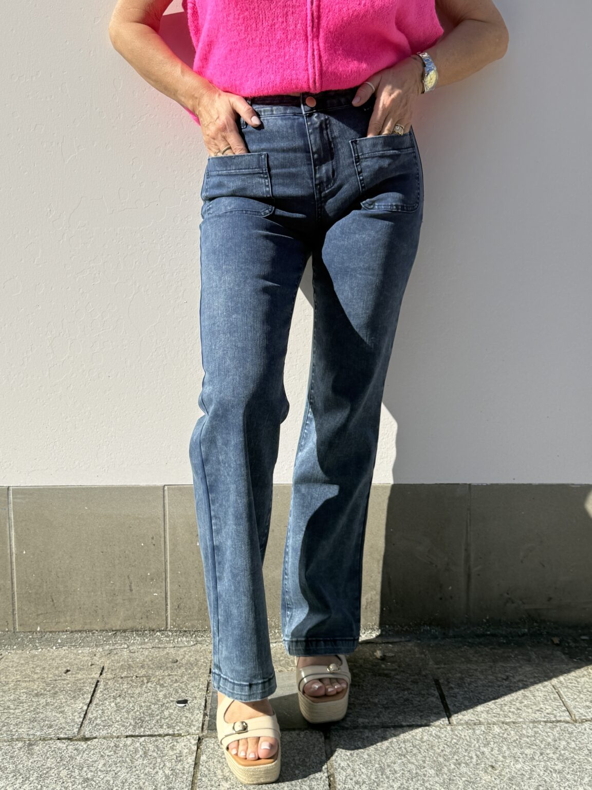 jean flare bleu marine délavé sonny