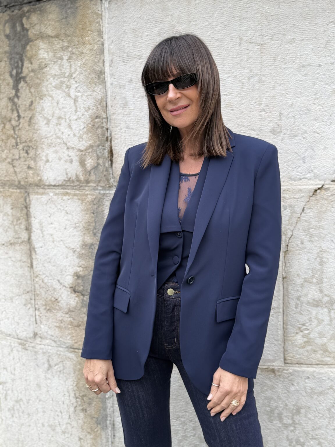 veste blazer droite marine