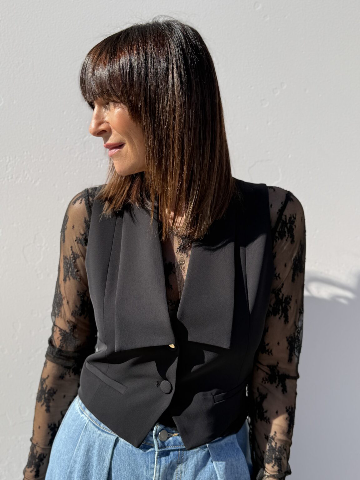 gilet de tailleur sans manches noir imperial