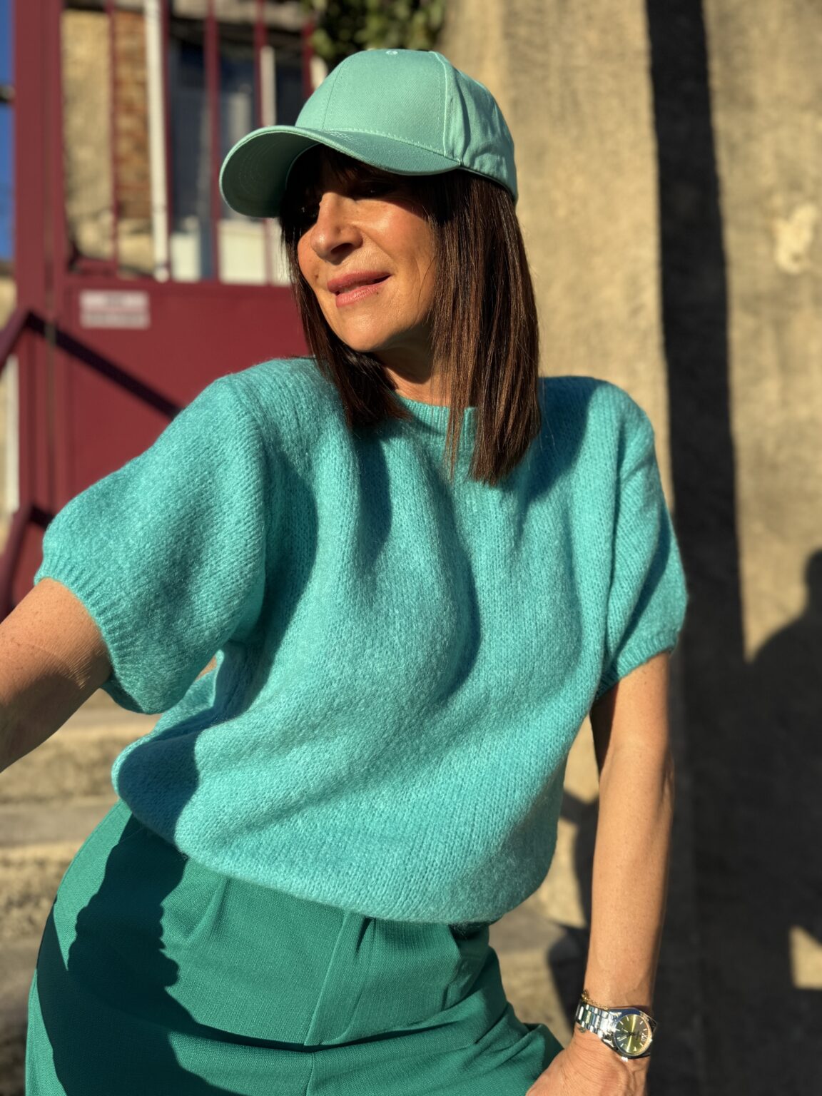 pull maille douce manches courtes azur marie ile de rÉ