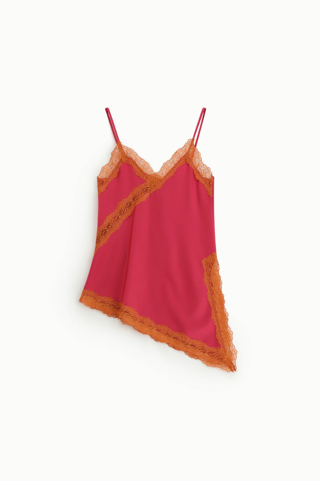 rip0lba top satin dentelle fuchsia orange impérial