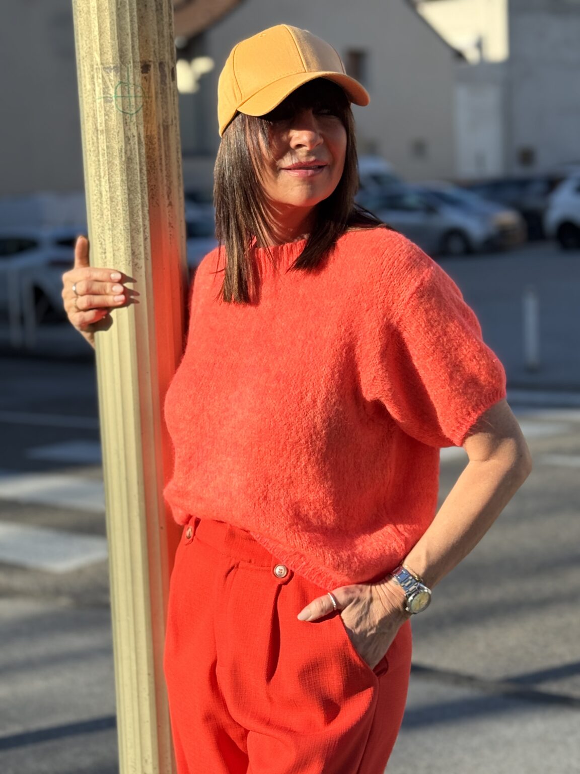 pull maille douce manches courtes néon corail marie ile de rÉ