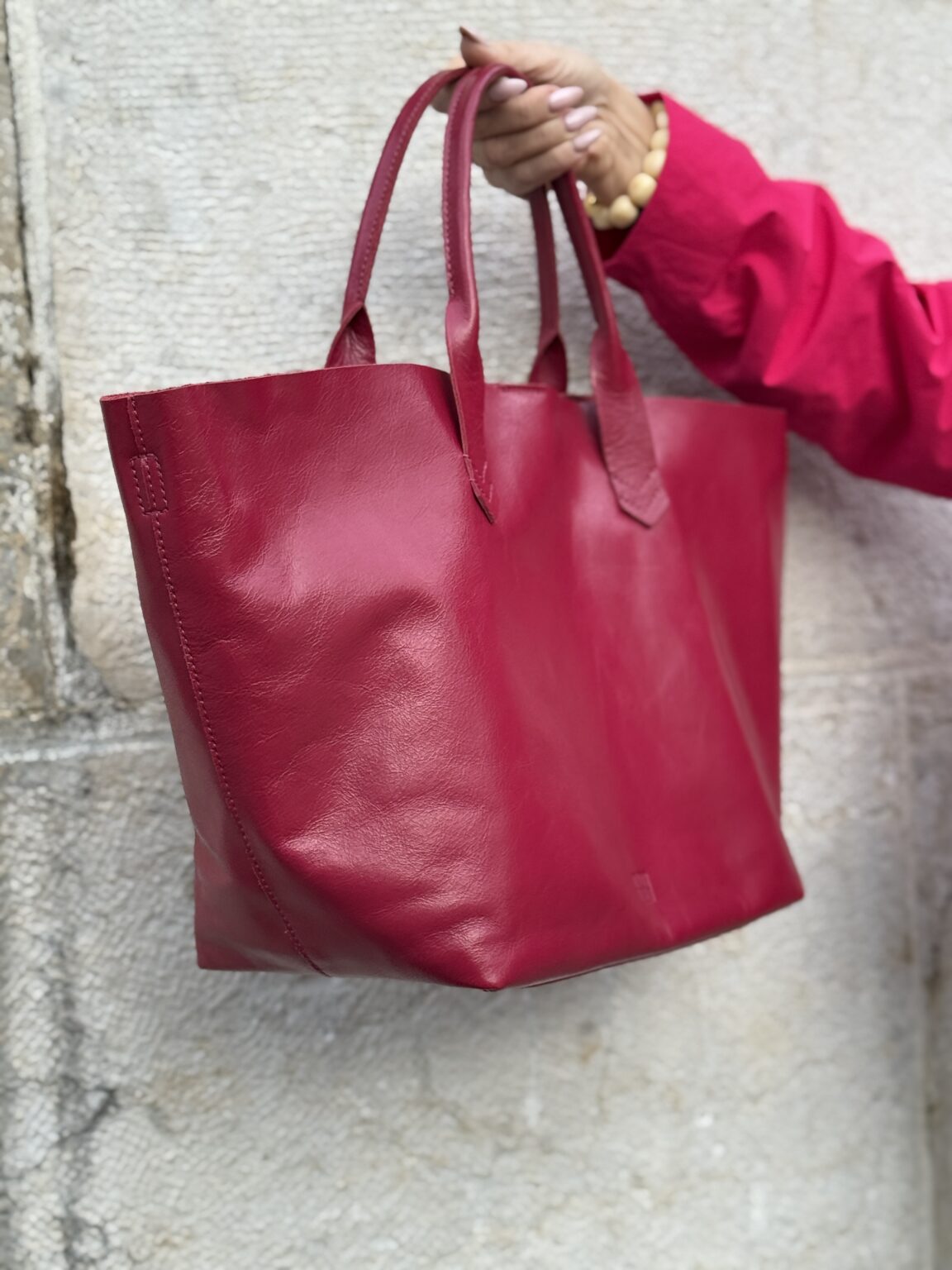 sac à main en cuir tressé fuchsia beloit biba