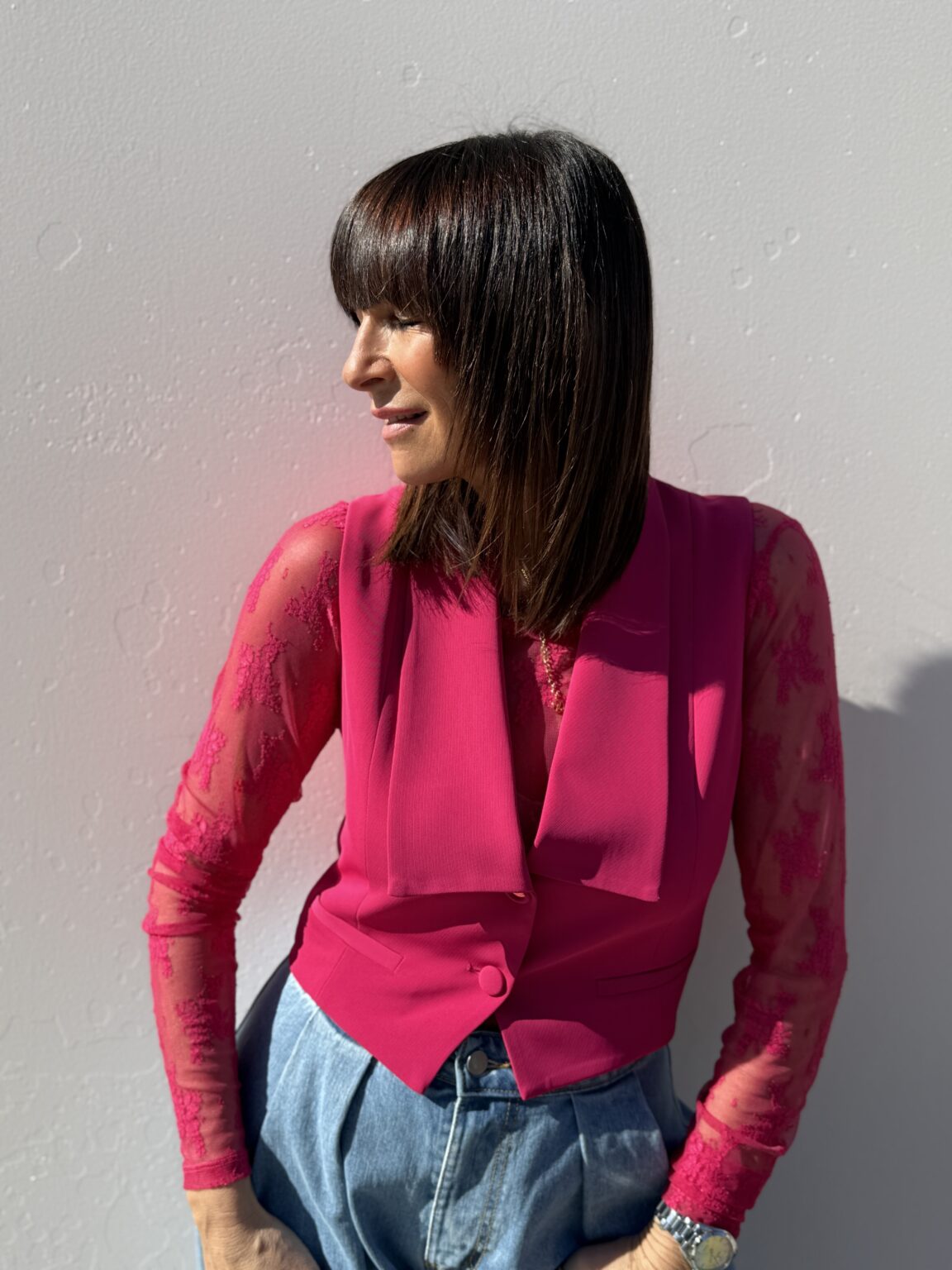 top dentelle manches longues kaki