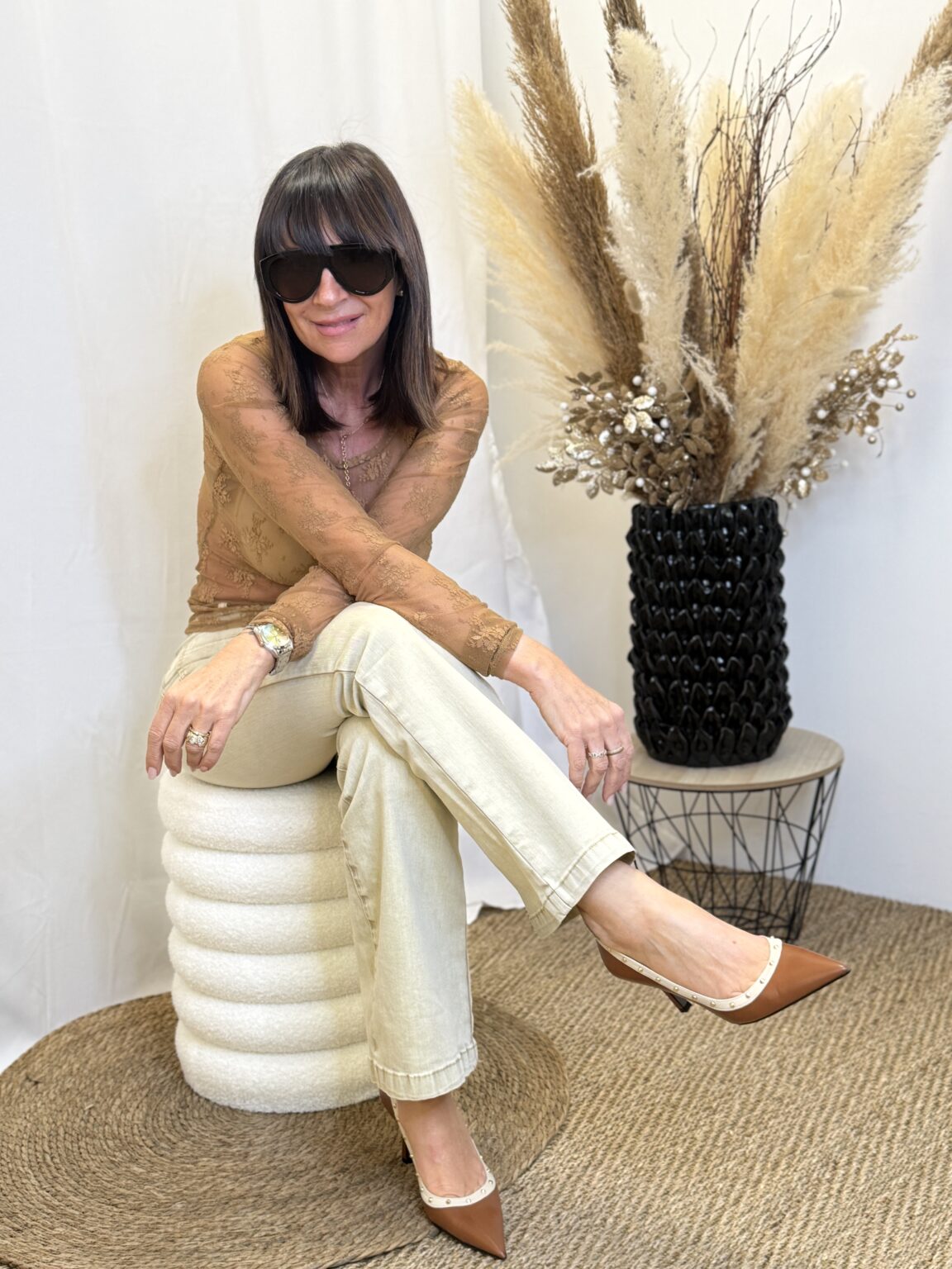 top dentelle manches longues ivoire